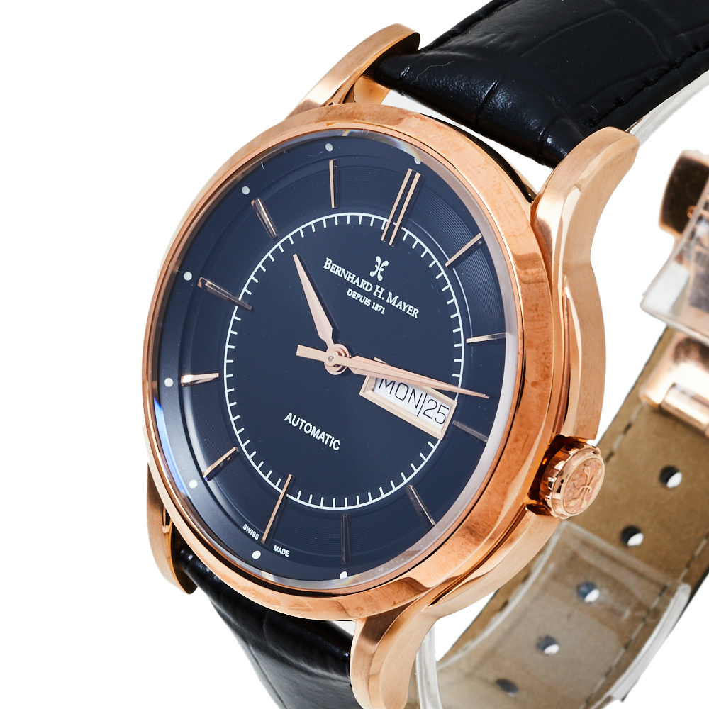 

Bernhard H. Mayer Black Rose Gold PVD Stainless Steel Chronos-Rose Gold Limited Edition Men's Wristwatch