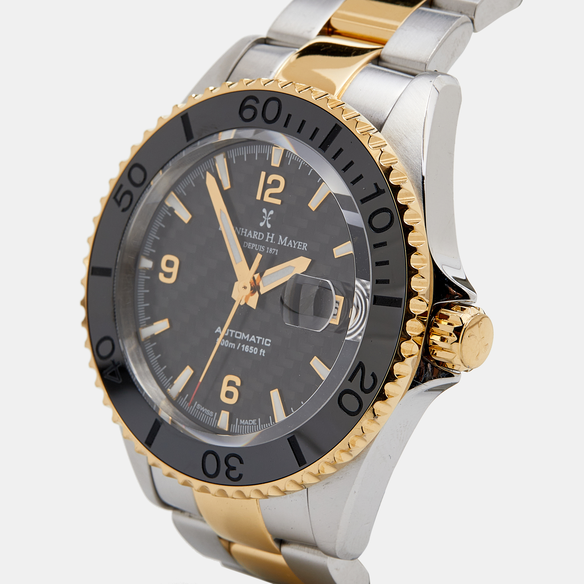 

Bernhard H. Mayer Black Two-Tone Stainless Steel Nauticus Royale II Men's Wristwatch