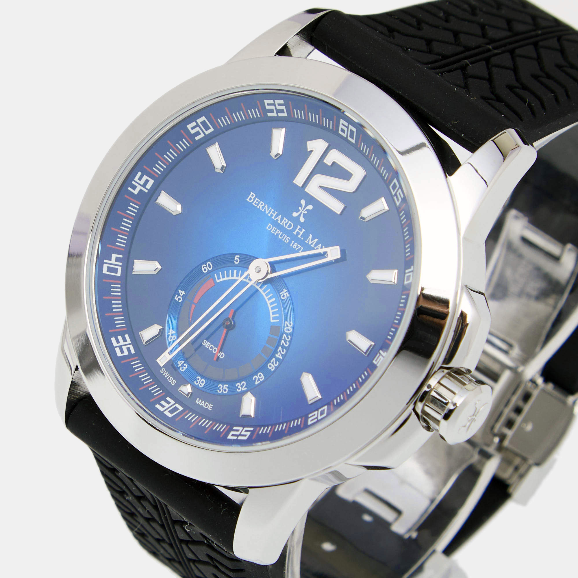 

Bernhard H. Mayer Blue Stainless Steel Black Silicon Drift Men's Wristwatch