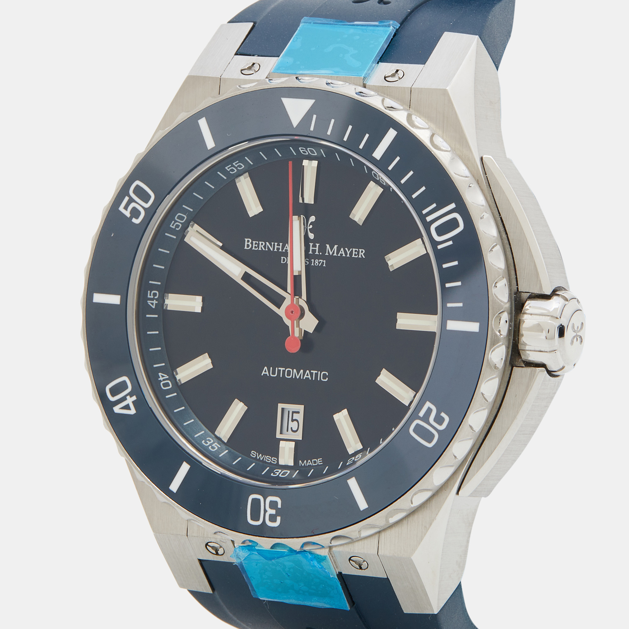 

Bernhard H. Mayer Blue Ceramic Stainless Steel Rubber Limited Edition PowerMaster Blue BH44T/CW Men's Wristwatch