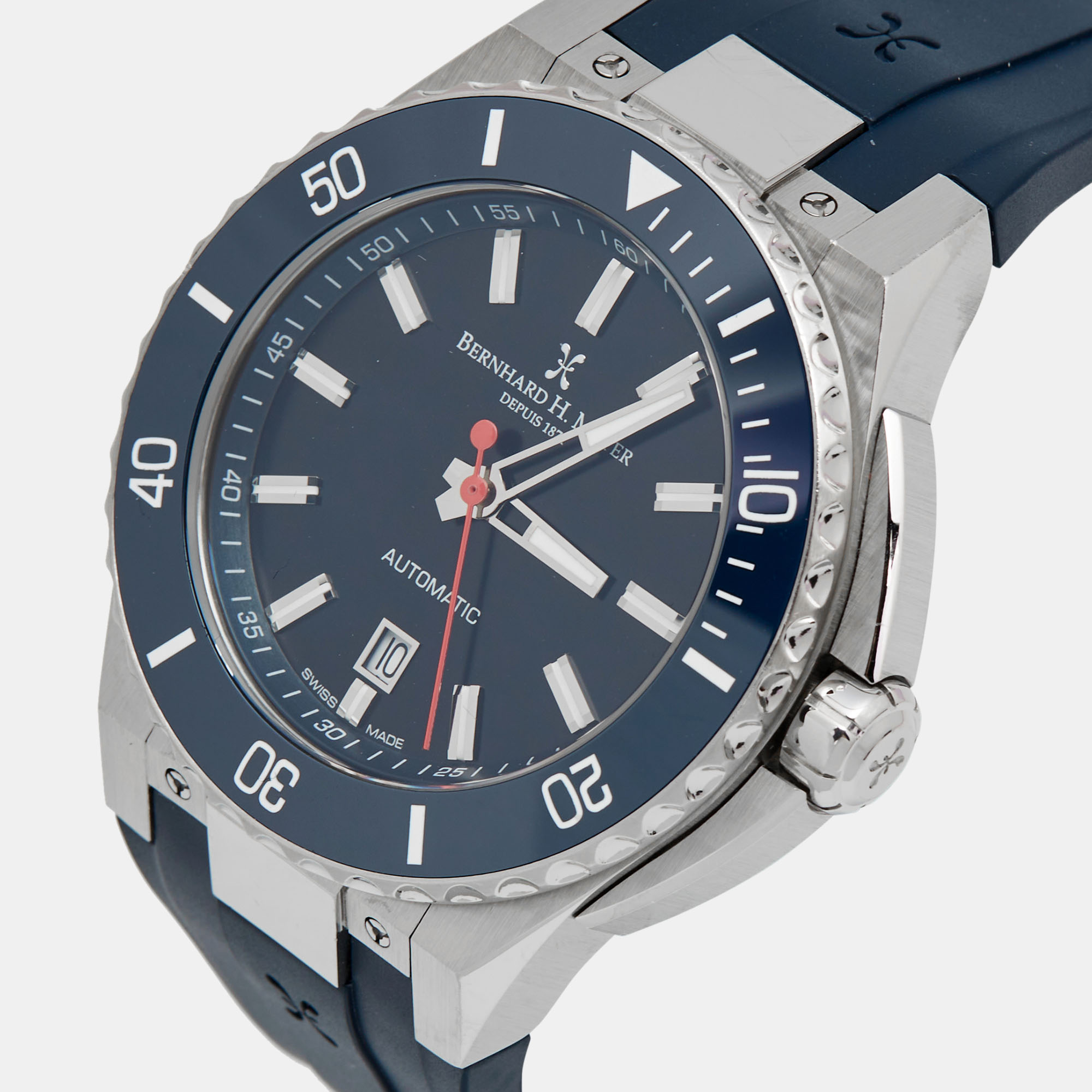 

Bernhard H. Mayer Blue Ceramic Stainless Steel Rubber Limited Edition PowerMaster Blue BH44T/CW Men's Wristwatch