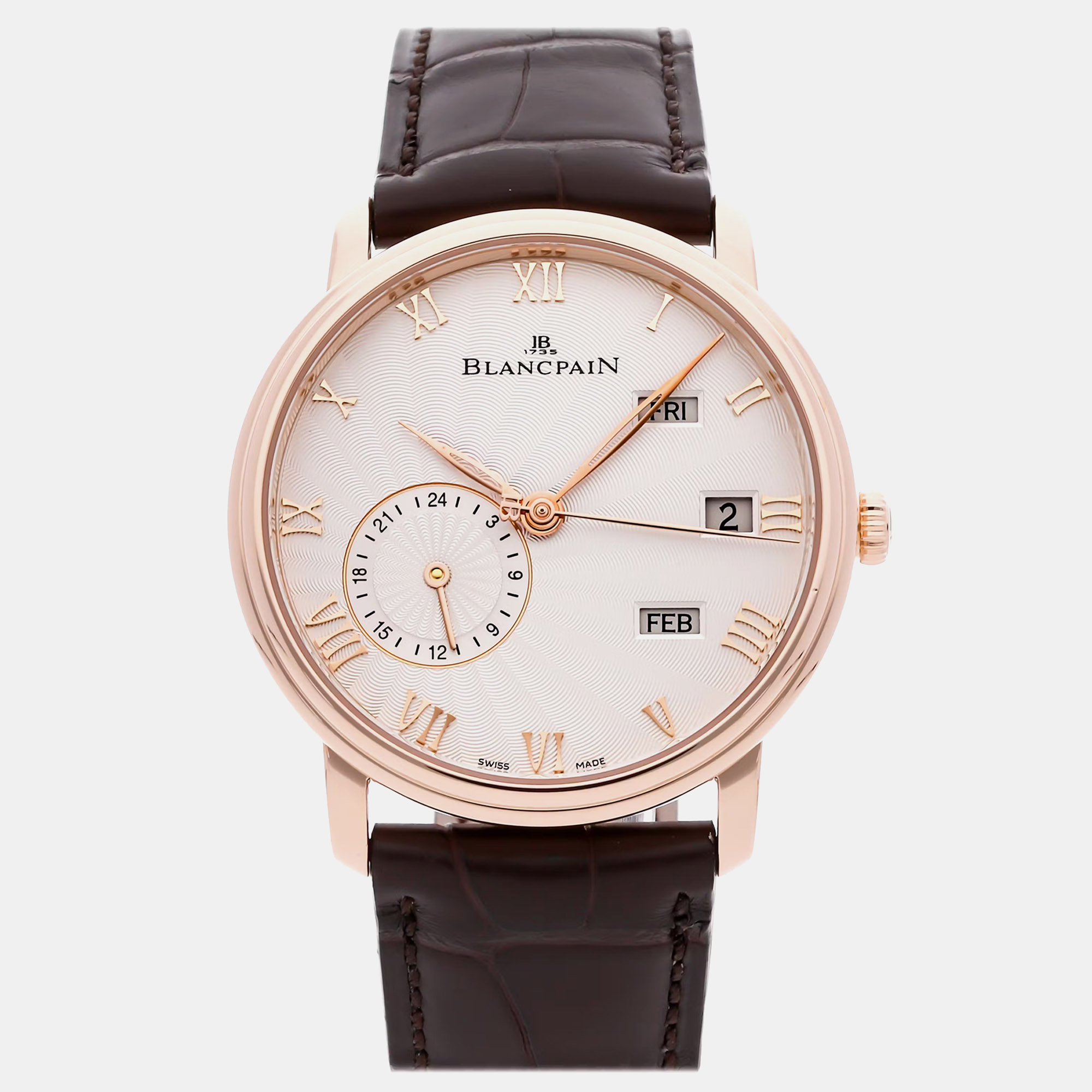 

Pre-Owned Blancpain Villeret Quantieme Annuel GMT 6670-3642-55B, Silver