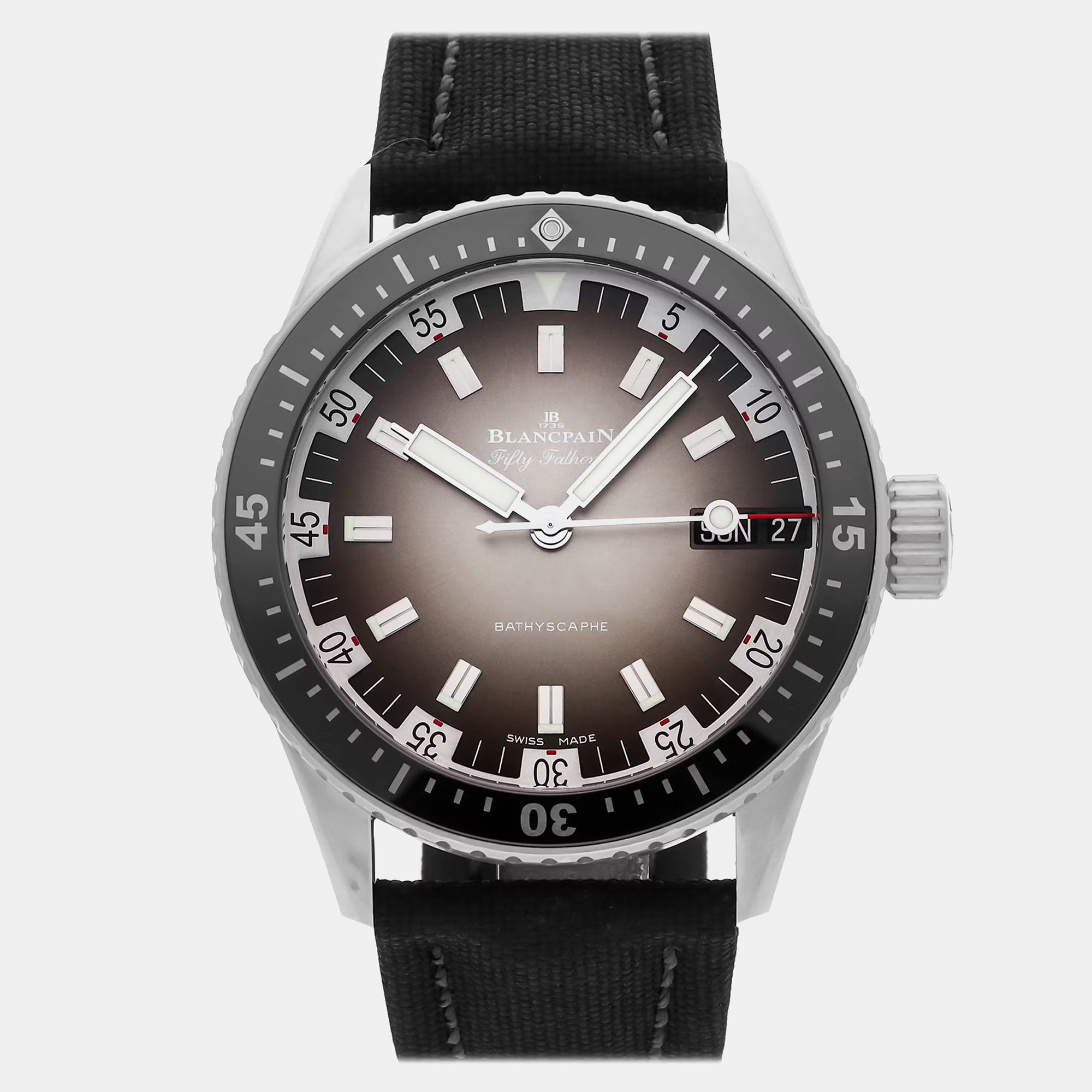 

Pre-Owned Blancpain Fifty Fathoms Bathyscaphe Jour Date 70s Limited Edition 5052-1110-63A, Grey