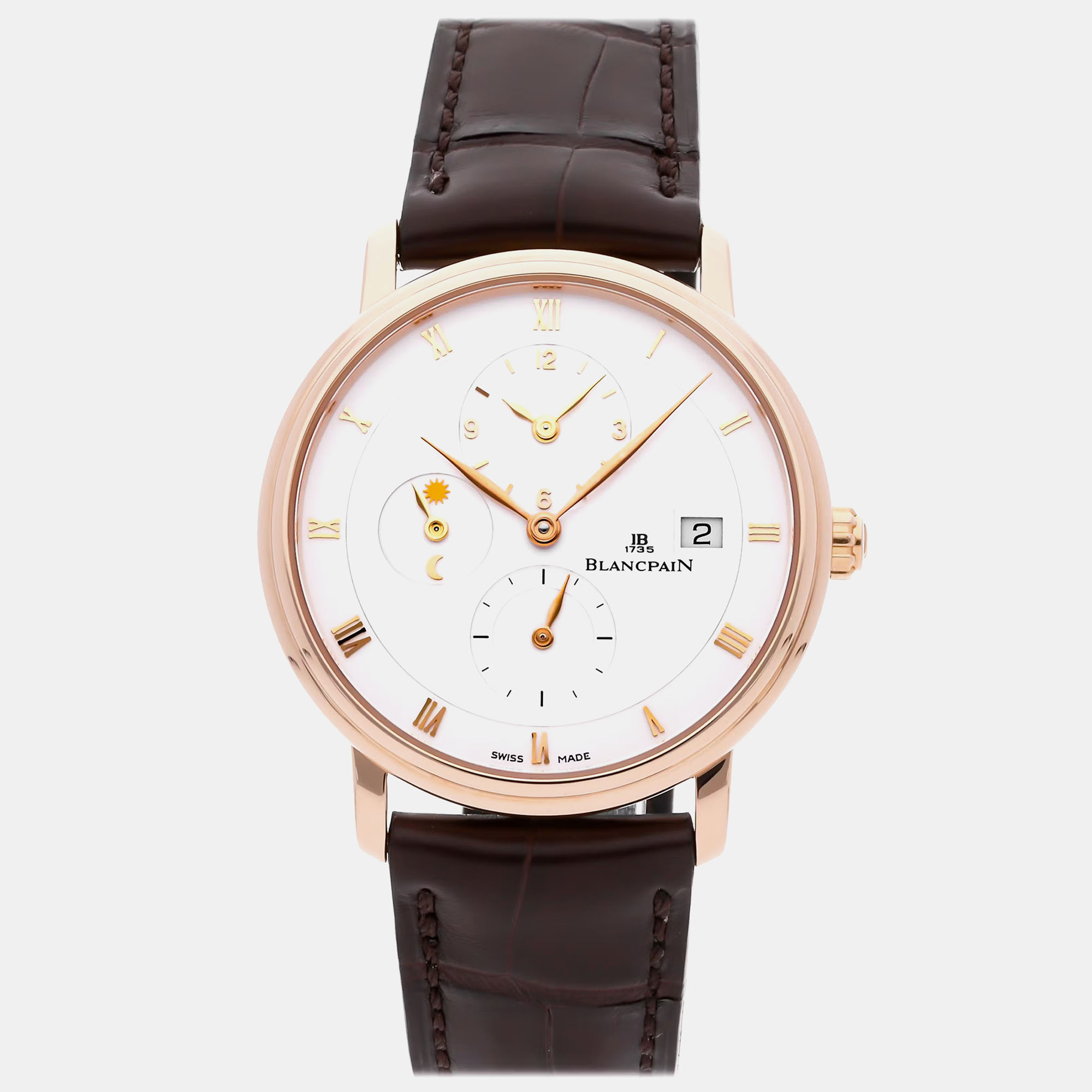 Pre-owned Blancpain Villeret 6260-3642-55 Automatic Men's Watch 38 Mm In Silver