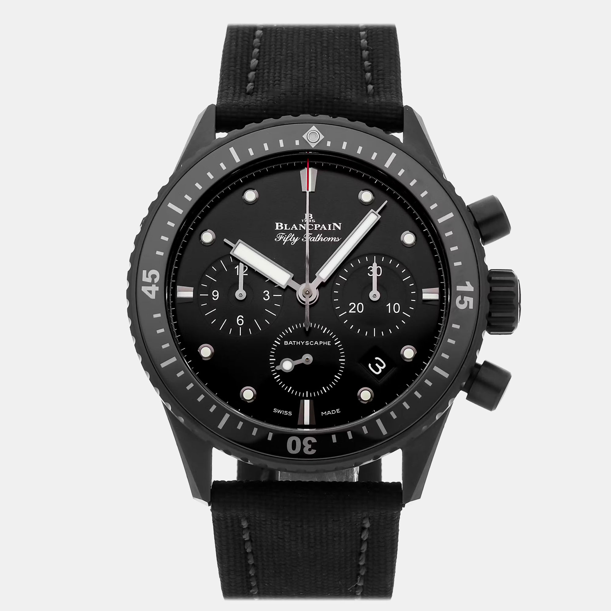 

Pre-Owned Blancpain Fifty Fathoms Bathyscaphe Chronographe Flyback 5200-0130-B52A Automatic Men's Watch 43 mm, Black