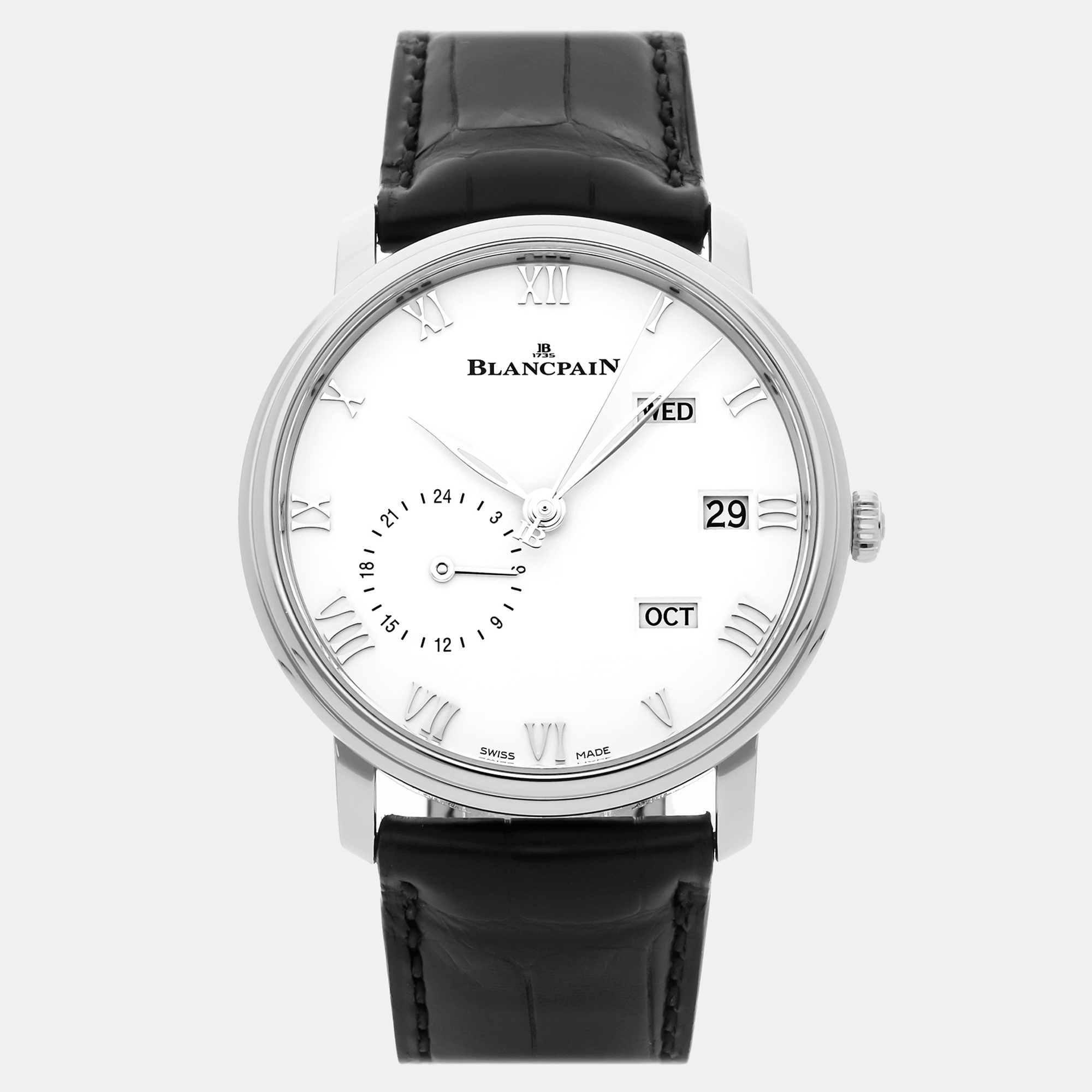 

Pre-Owned Blancpain Villeret Quantieme Annuel GMT 6670-1127-55B Automatic 40 mm, White