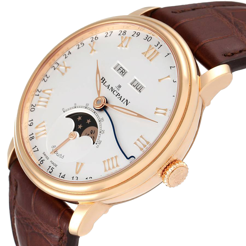 

Blancpain Silver 18K Rose Gold Villeret Complete Calendar 8 Days 6639 Men's Wristwatch 42 MM