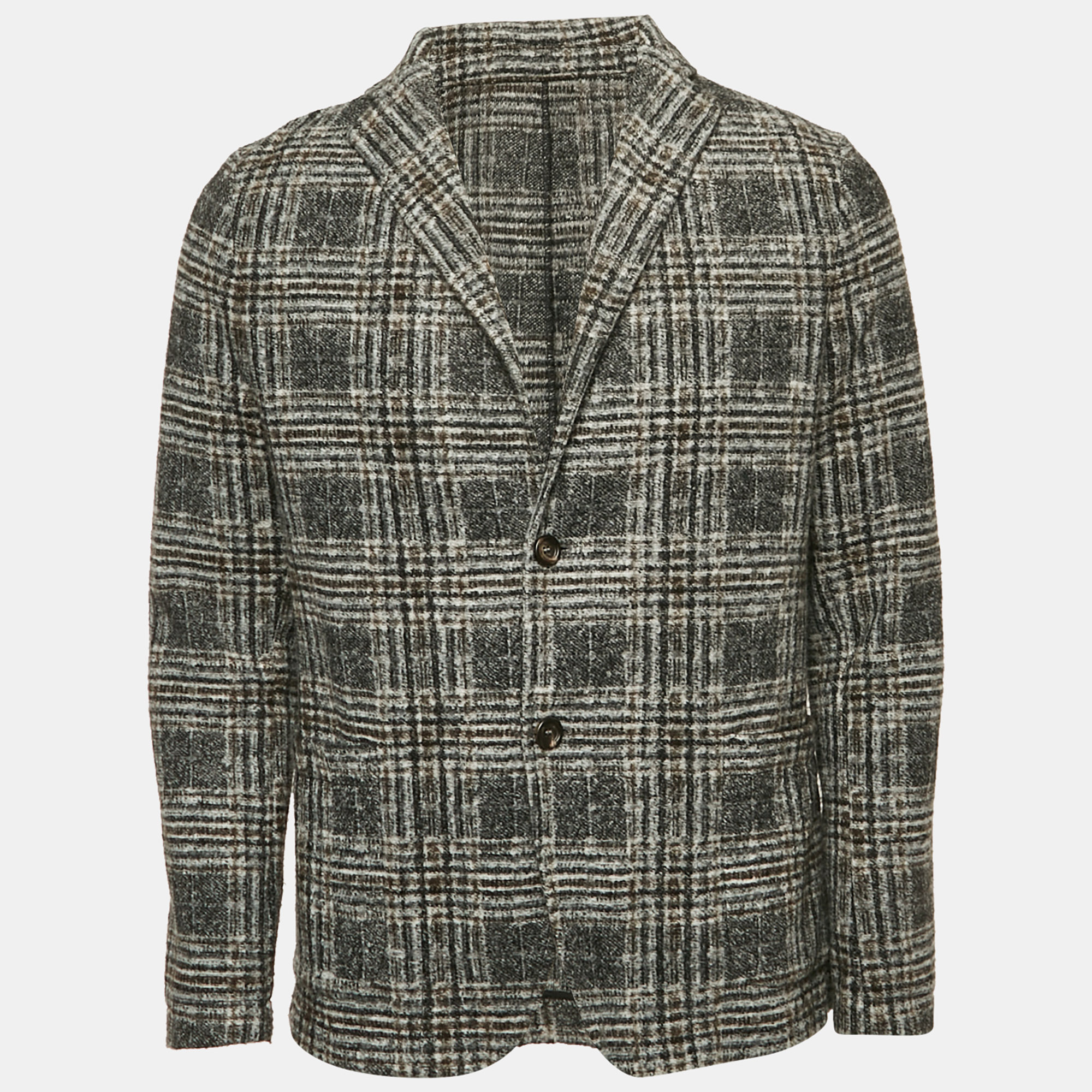 

Boggi Milano Grey Checks Wool Blend Single Breasted Blazer L