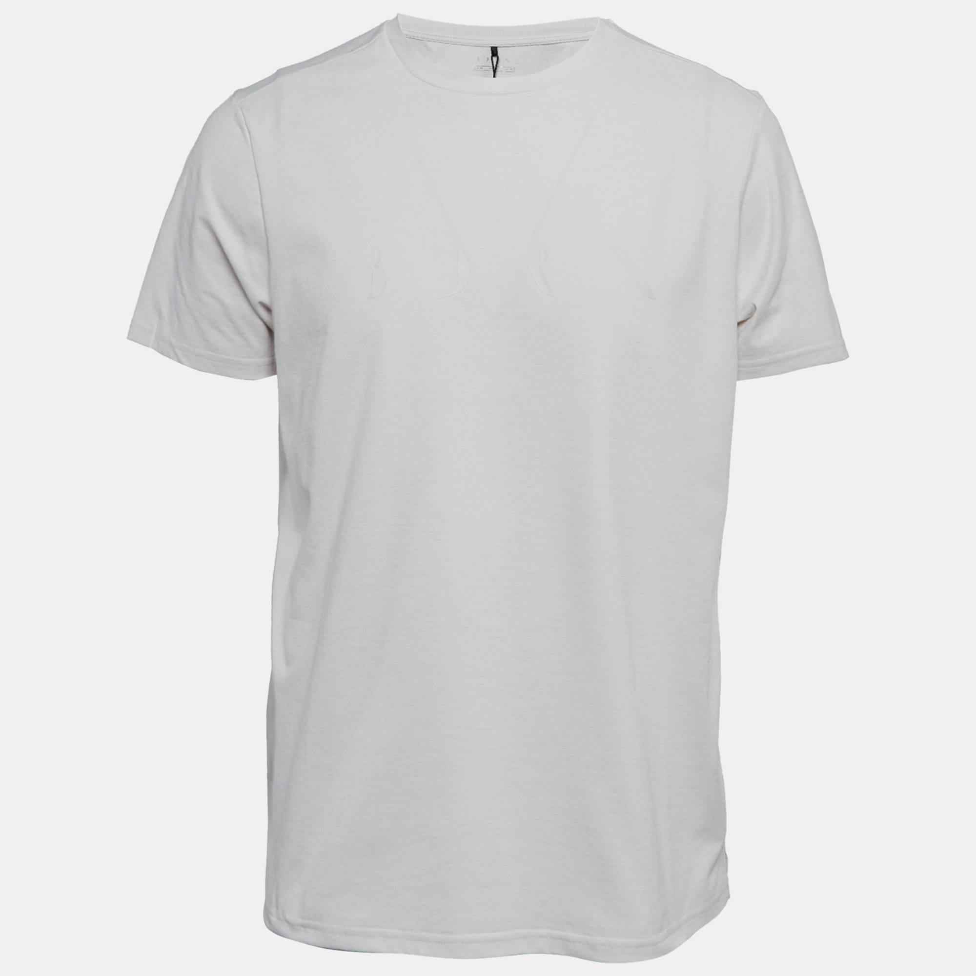 

Born Living Yoga White Chalk Logo Print Jersey T-Shirt M