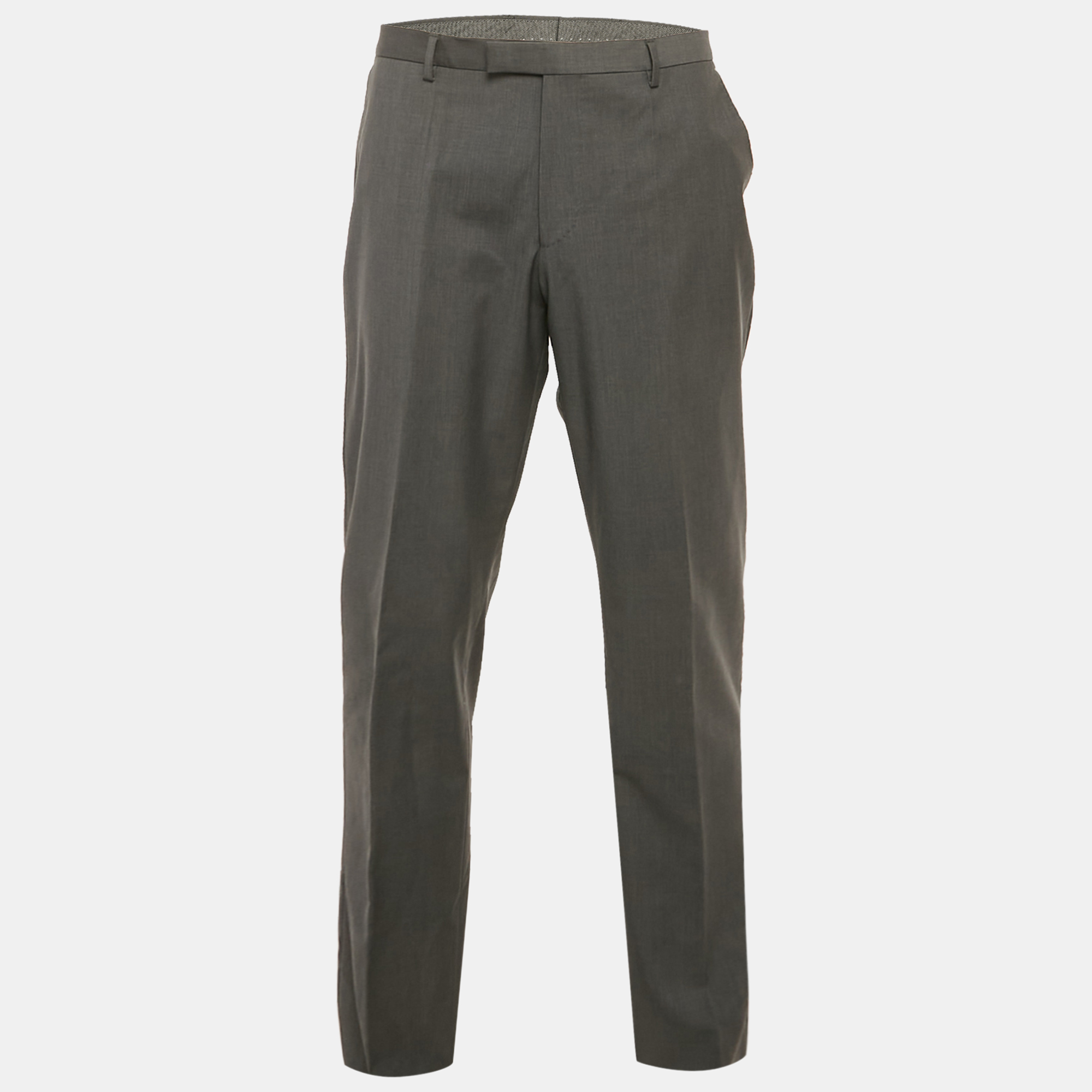 

Boss By Hugo Boss Dark Grey Wool Leenon1 Pants XXL