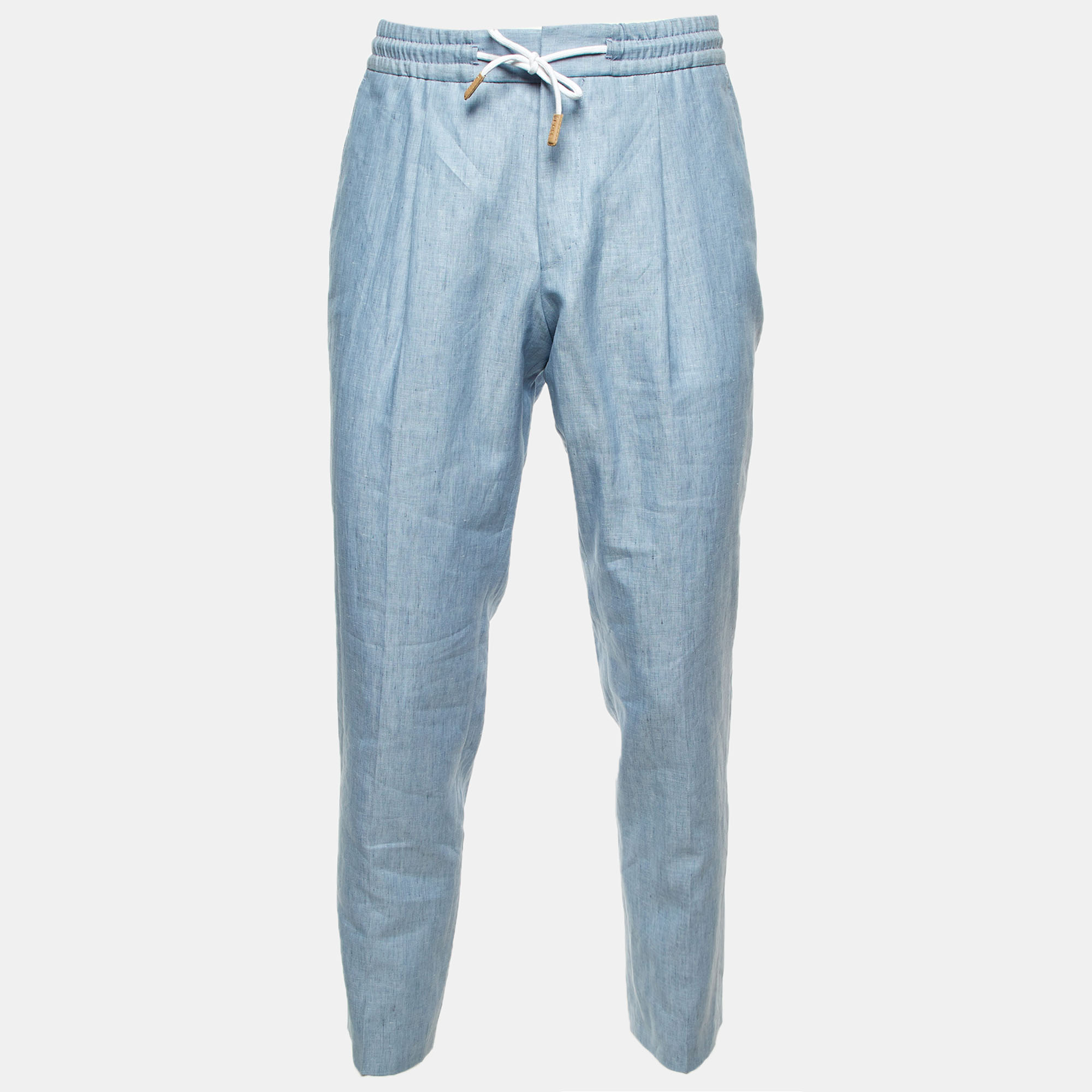 

Boss By Hugo Boss Blue Linen & Wool T-Gee Drawstring Waist Pants M