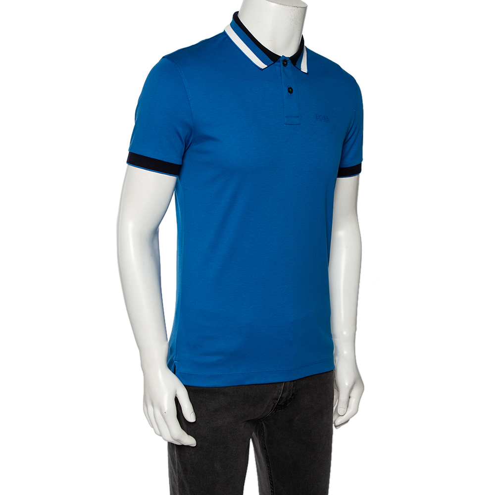 

Boss By Hugo Boss Blue Cotton Slim Fit Polo T-Shirt
