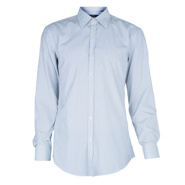 Pre Owned BOSS By Hugo Boss Men's Striped Formal Shirt L