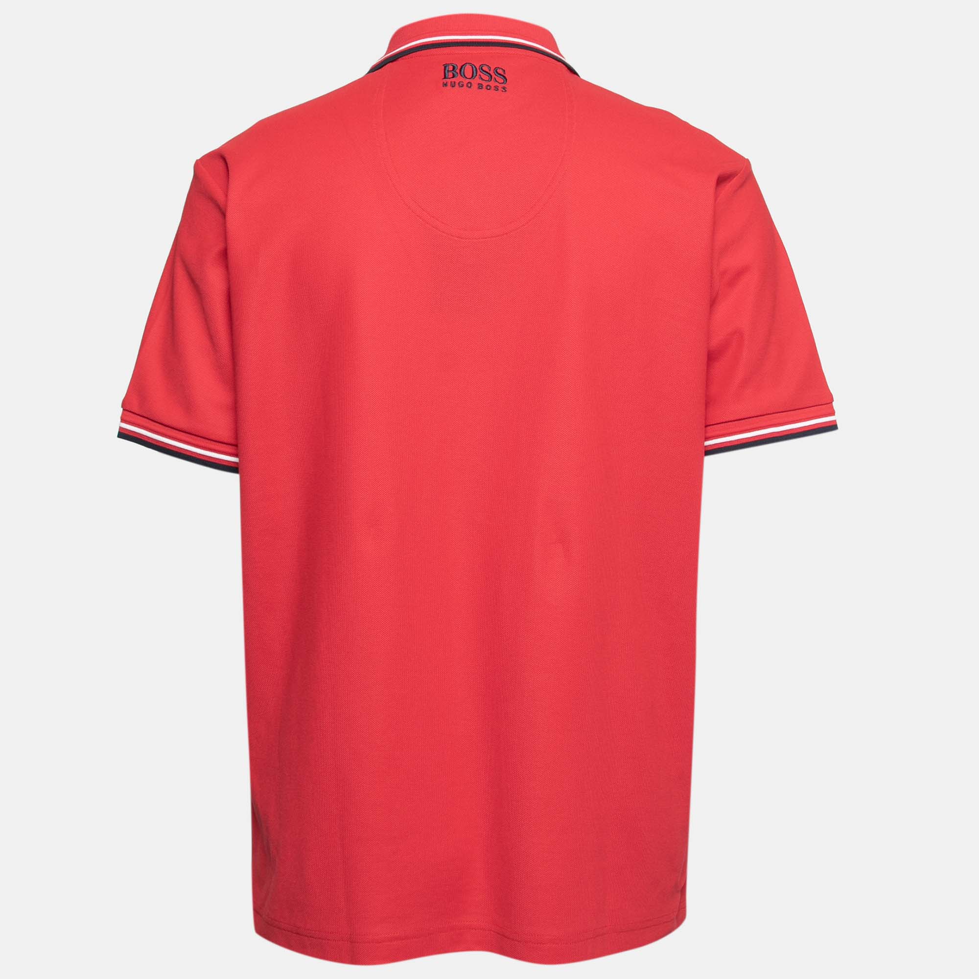 

Boss By Hugo Boss Red Cotton Logo Embroidered Polo T-Shirt
