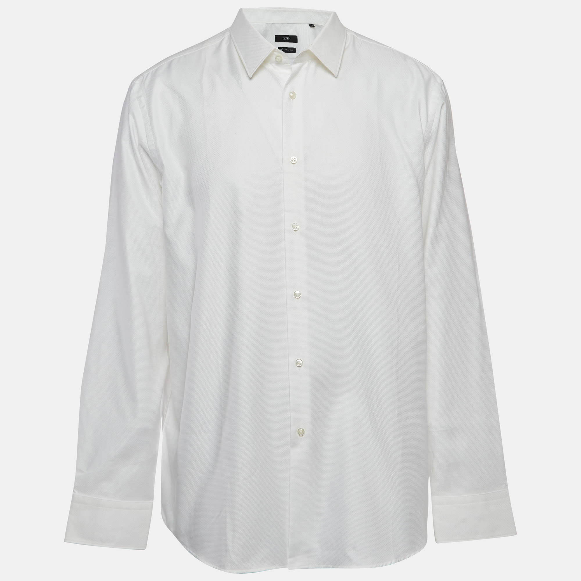 

Boss By Hugo Boss White Textured Cotton Long Sleeve Shirt