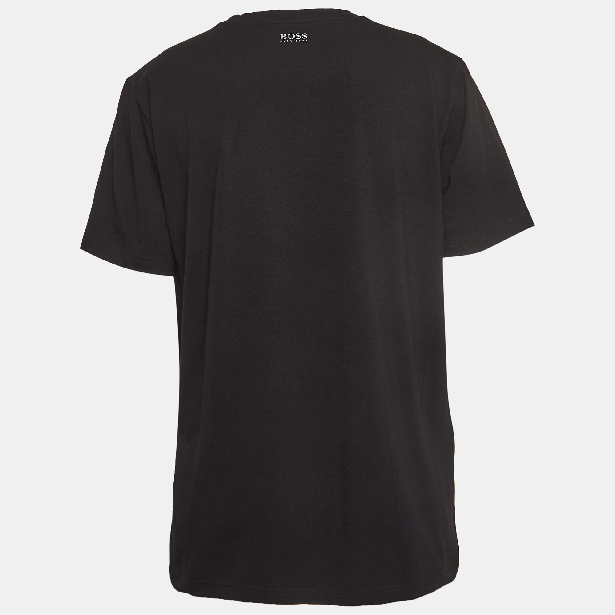 

Boss By Hugo Boss Black Logo Textured Cotton Crew Neck T-Shirt