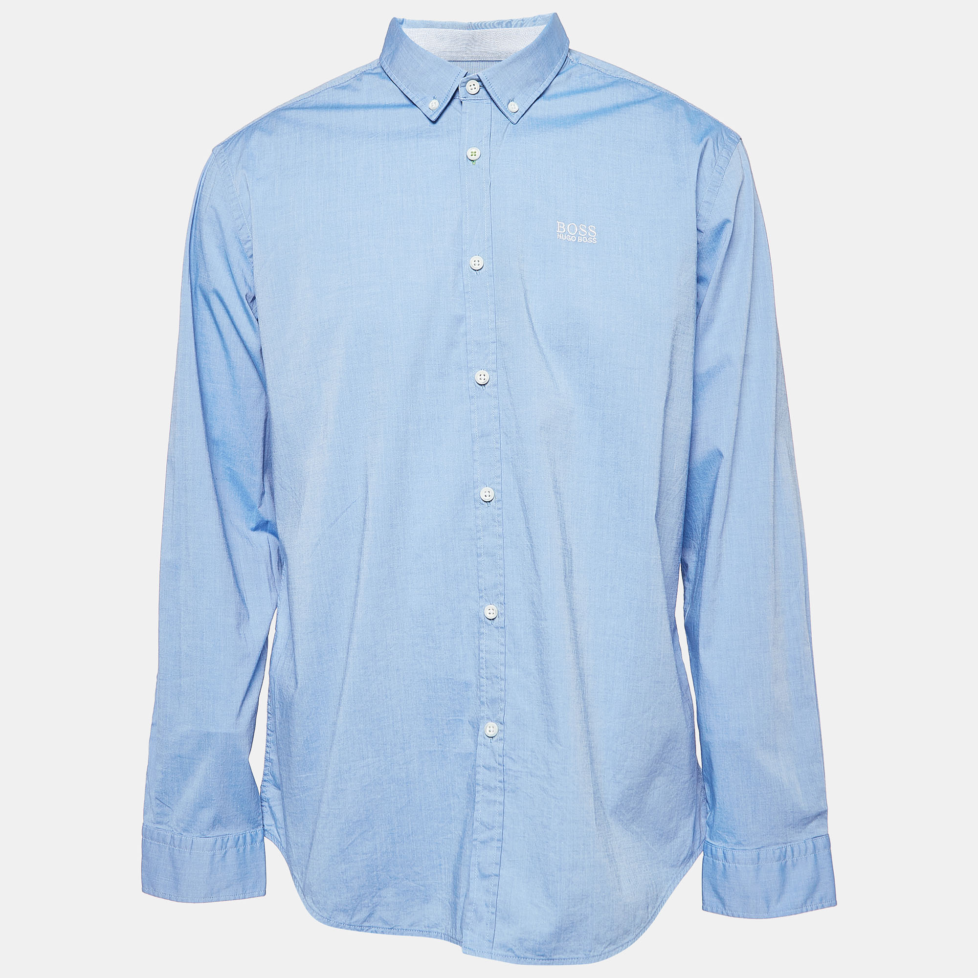 

Boss By Hugo Boss Blue Cotton Regular Fit Stretch Shirt