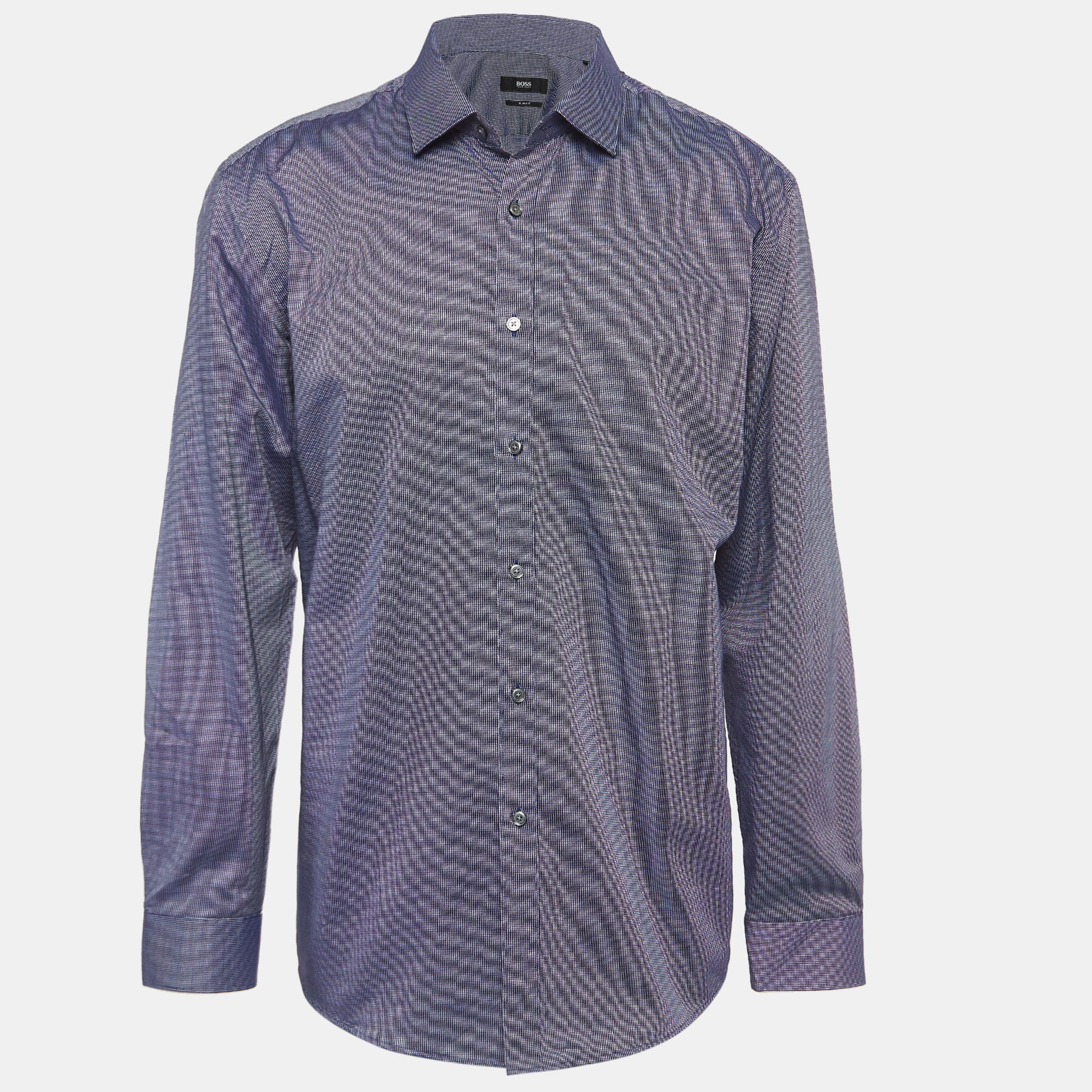 Pre-owned Boss By Hugo Boss Blue Ditsy Cotton Long Sleeve Shirt 4xl