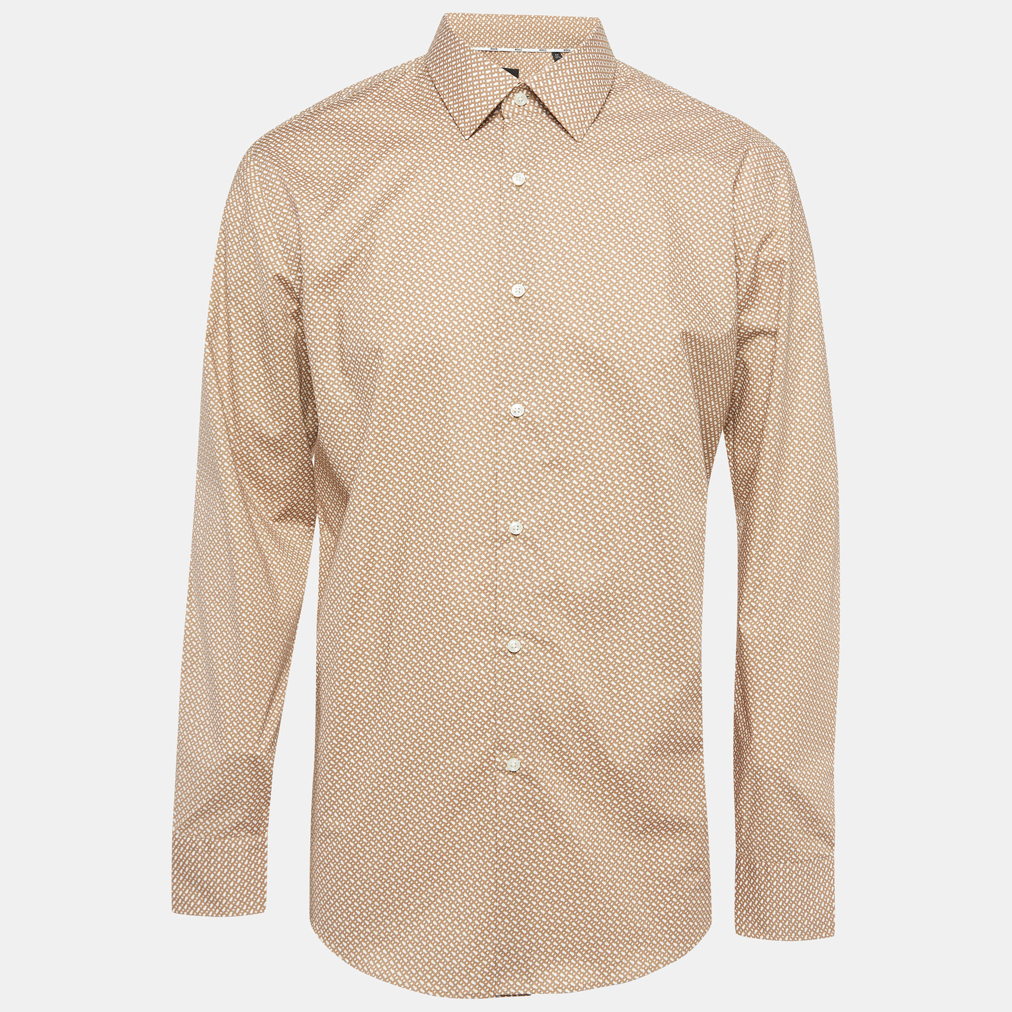 

Boss By Hugo Boss Brown B Monogram Cotton Slim Fit Shirt