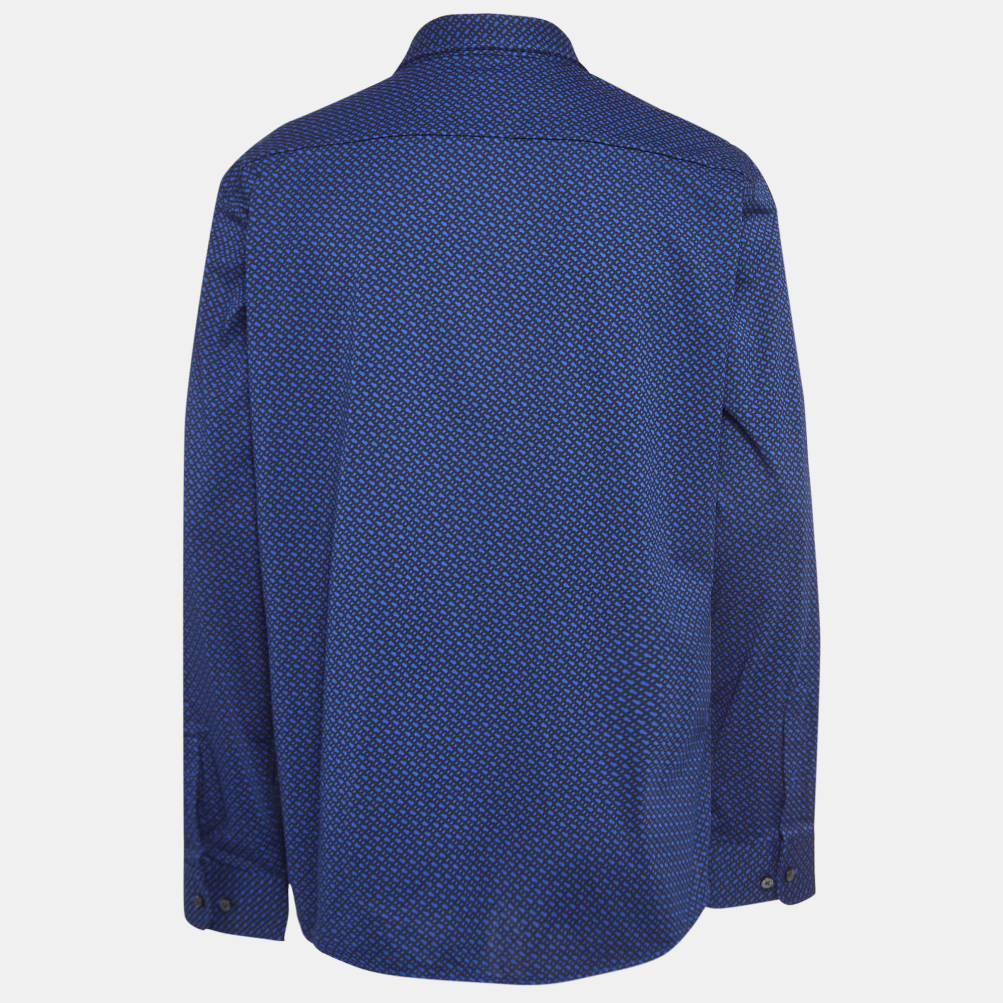 

Boss By Hugo Boss Blue B Monogram Cotton Blend Slim Fit Shirt