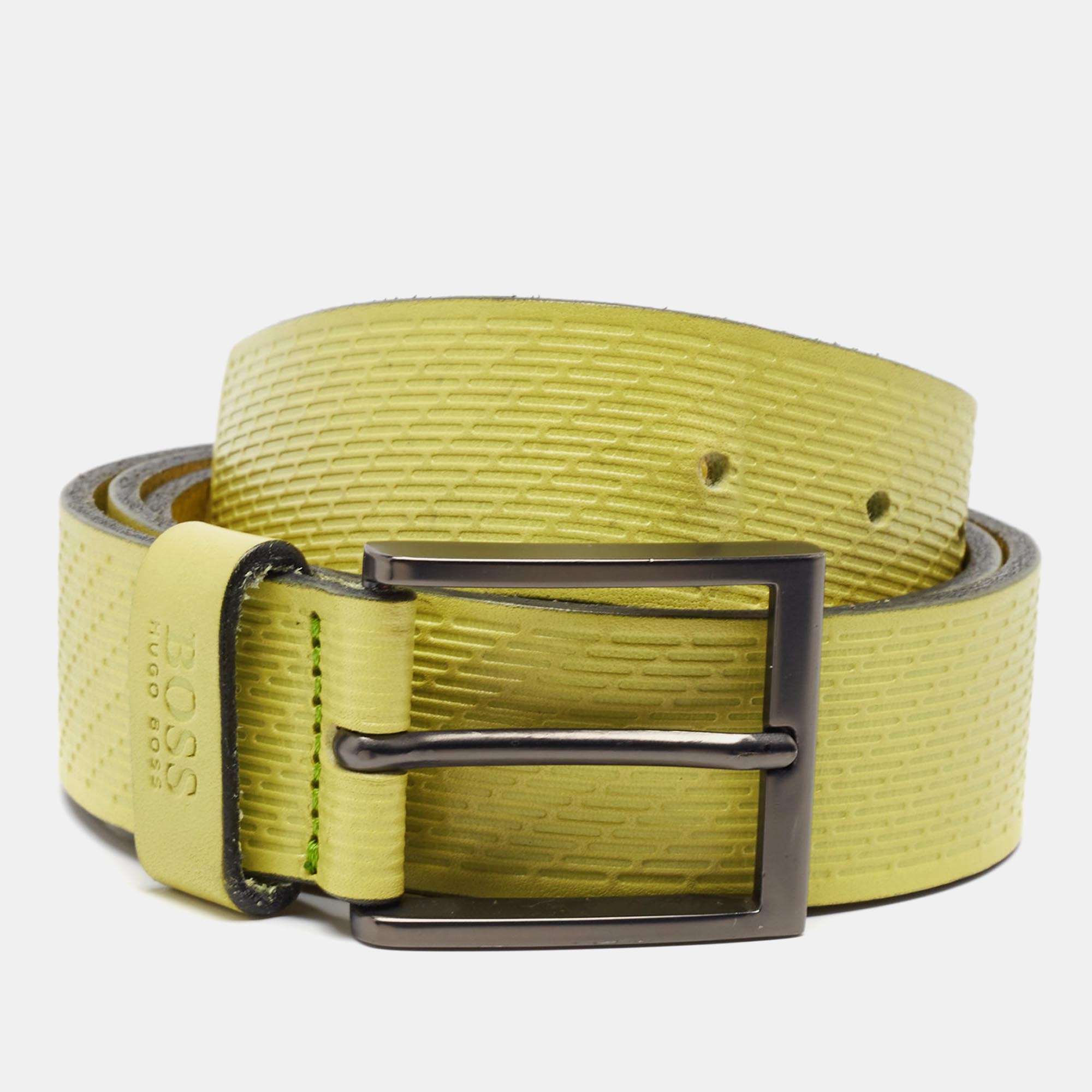 

Boss By Hugo Boss Green Embossed Leather Buckle Belt