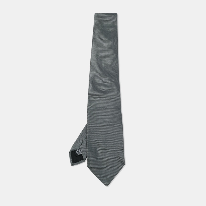 Pre-owned Boss By Hugo Boss Grey/metallic Jacquard Silk Tie In Gray