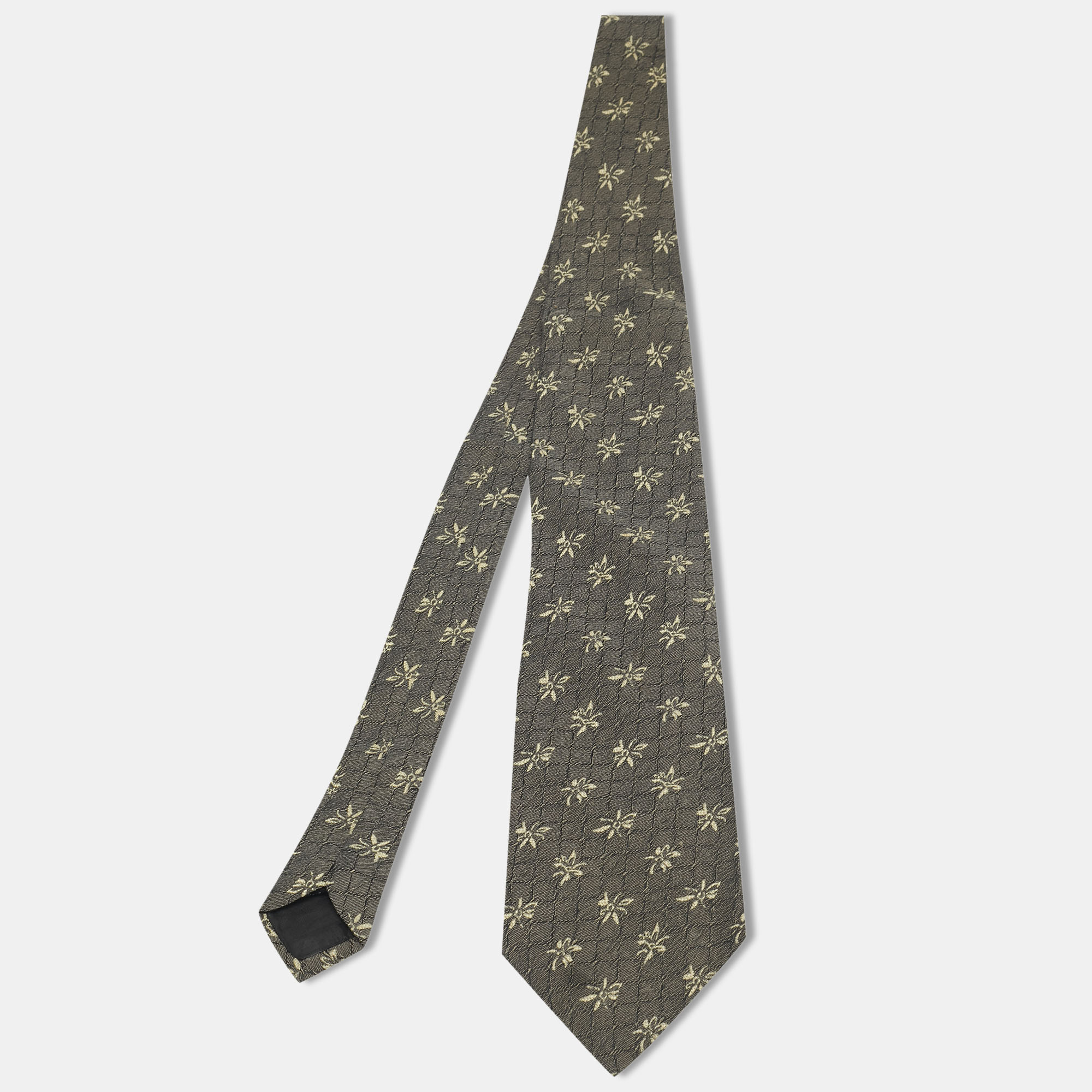 Pre-owned Boss By Hugo Boss Green Jacquard Silk Traditional Tie