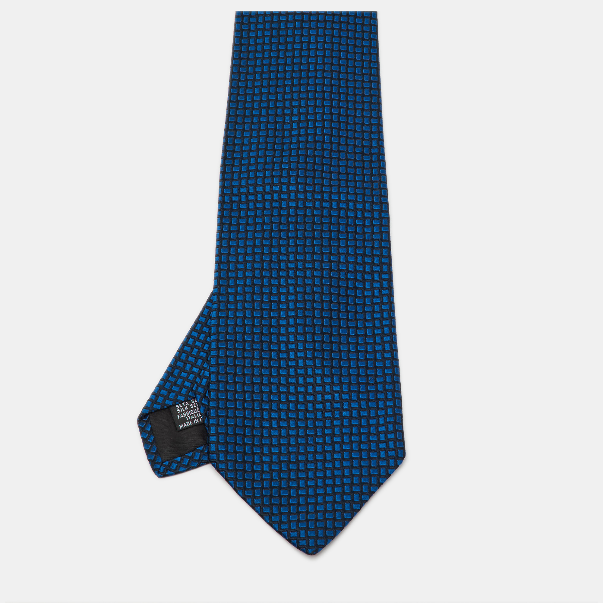 Pre-owned Boss By Hugo Boss Navy Blue Jacquard Silk Tie