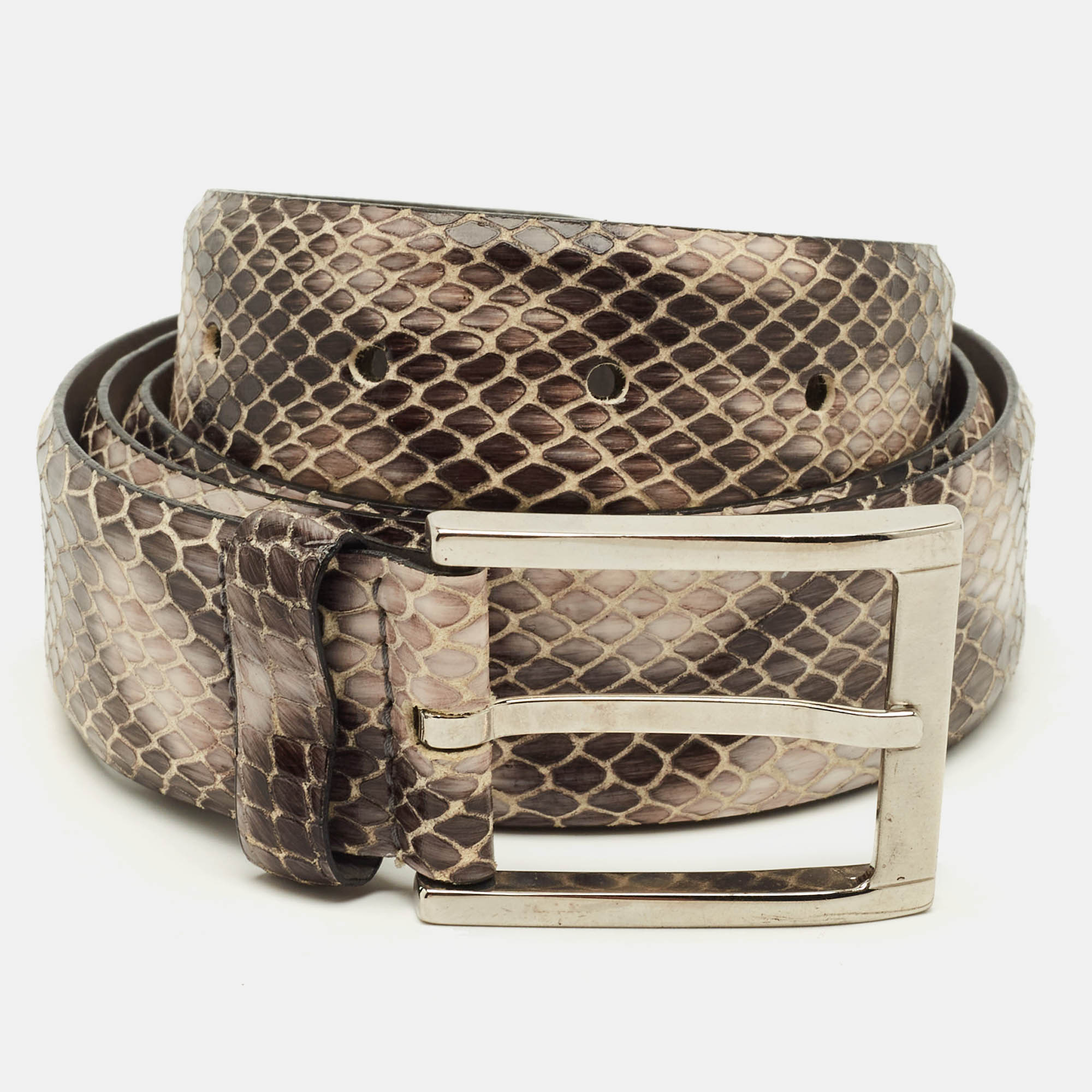 

Boss By Hugo Boss 95CM Buckle Belt Grey/Mauve Snakeskin Embossed Leather