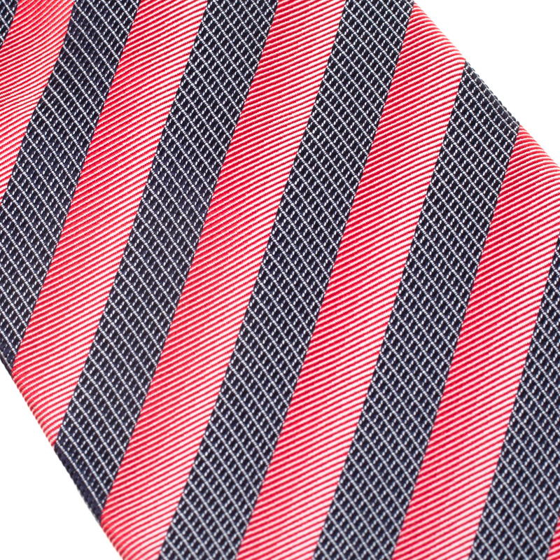 

Boss by Hugo Boss Red and Navy Blue Diagonal Striped Silk Jacquard Tie