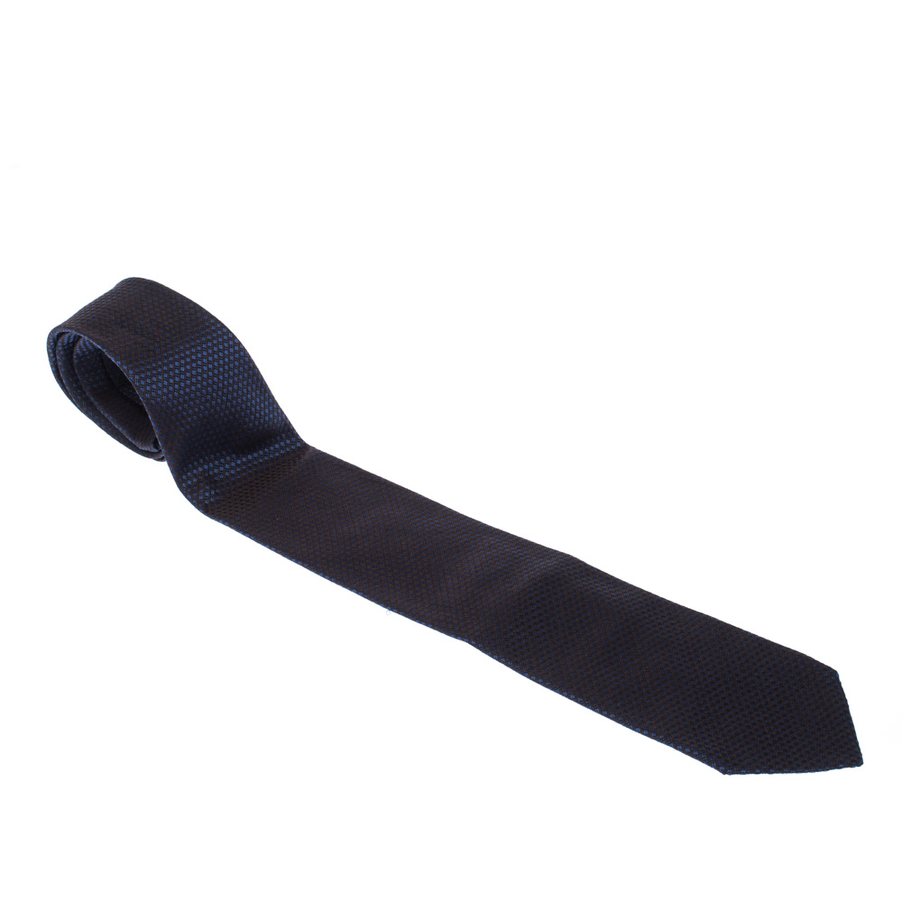 Pre Owned Boss By Hugo Boss Blue Patterend Jacquard Silk Classic Tie