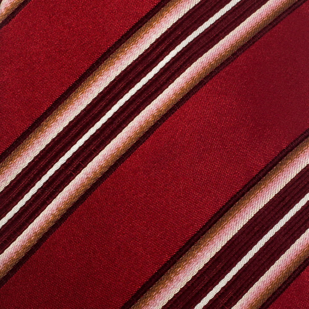 

Boss By Hugo Boss Red Diagonal Striped Jacquard Traditional Silk Tie