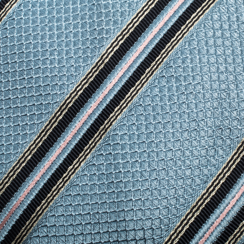 

Boss By Hugo Boss Blue Diagonal Striped Jacquard Silk Tie