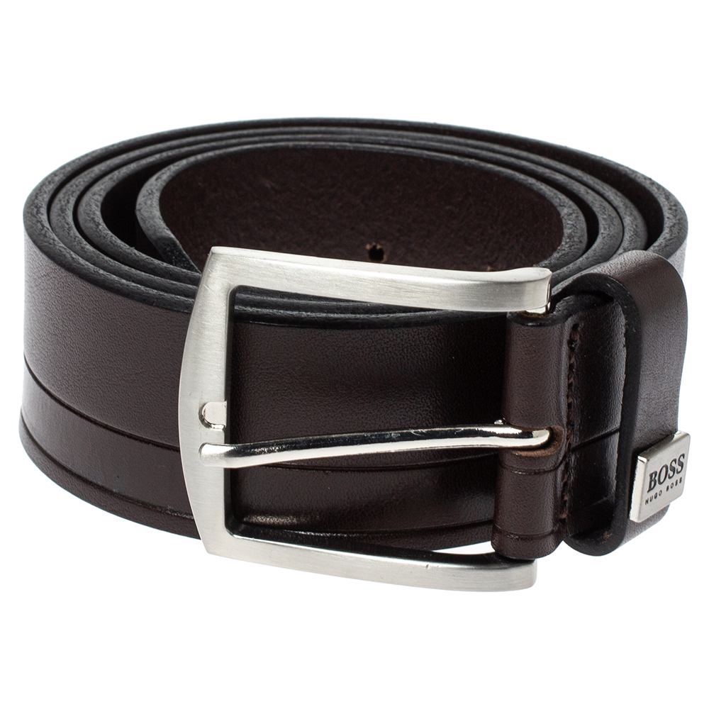 

Hugo Boss Brown Leather Buckle Belt