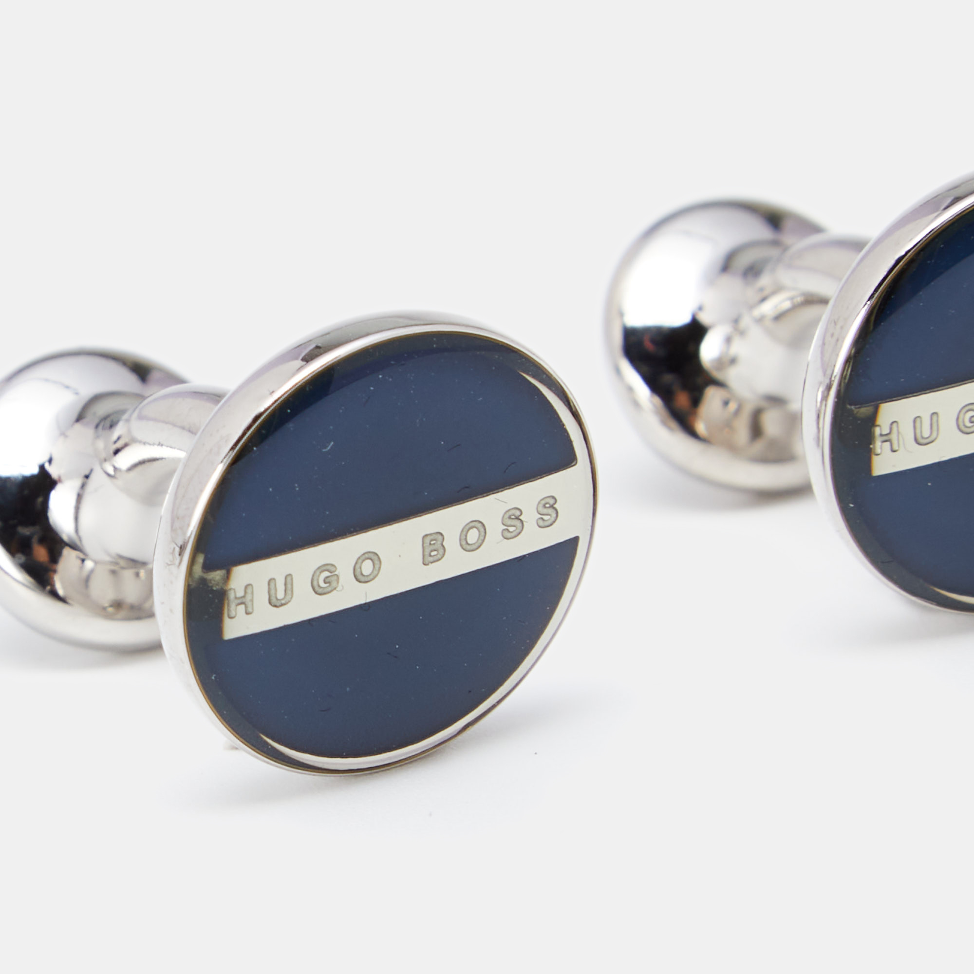 

Boss By Hugo Boss Dark Blue Enamel Norberto Round Cufflinks