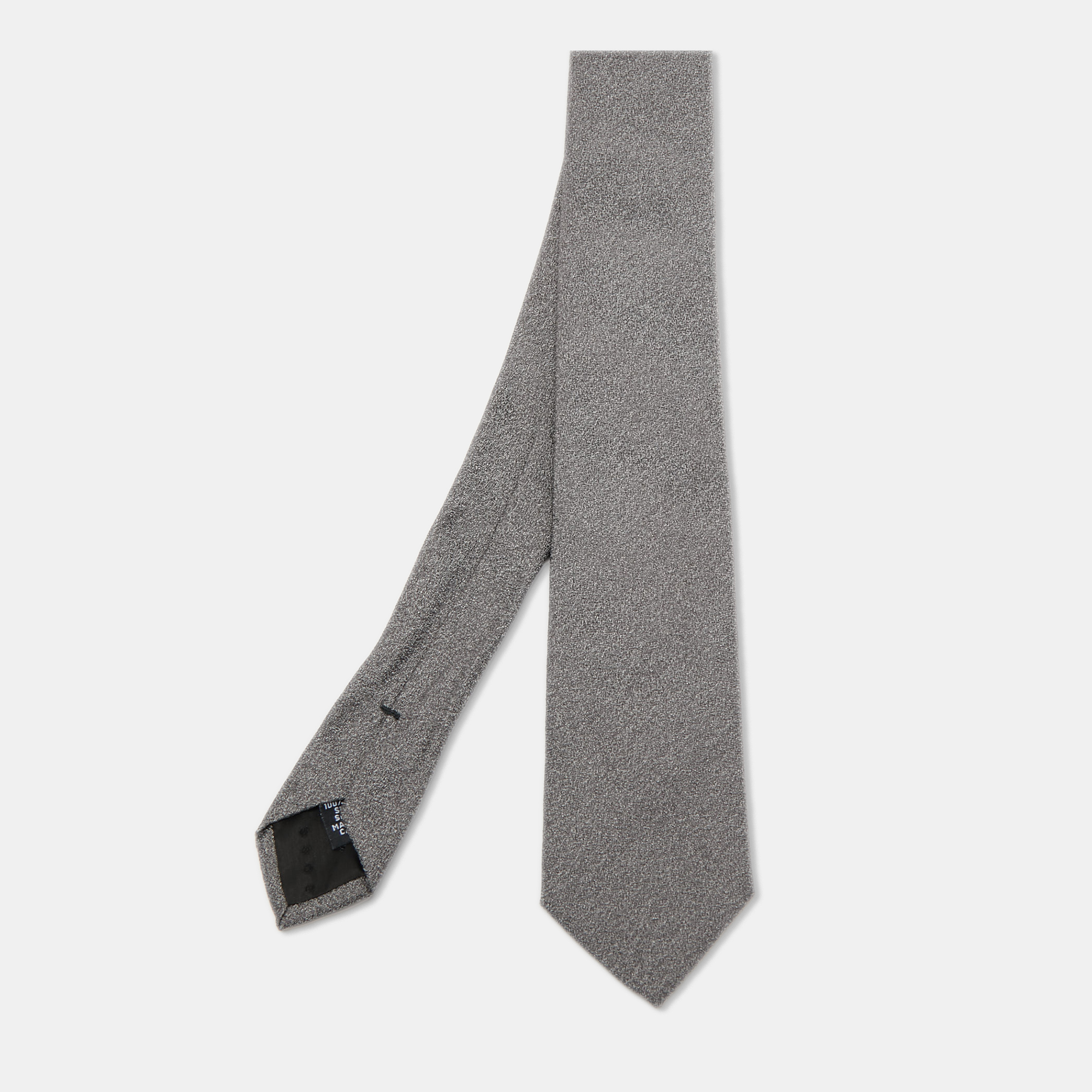 Pre-owned Boss By Hugo Boss Grey Textured Jacquard Silk Tie
