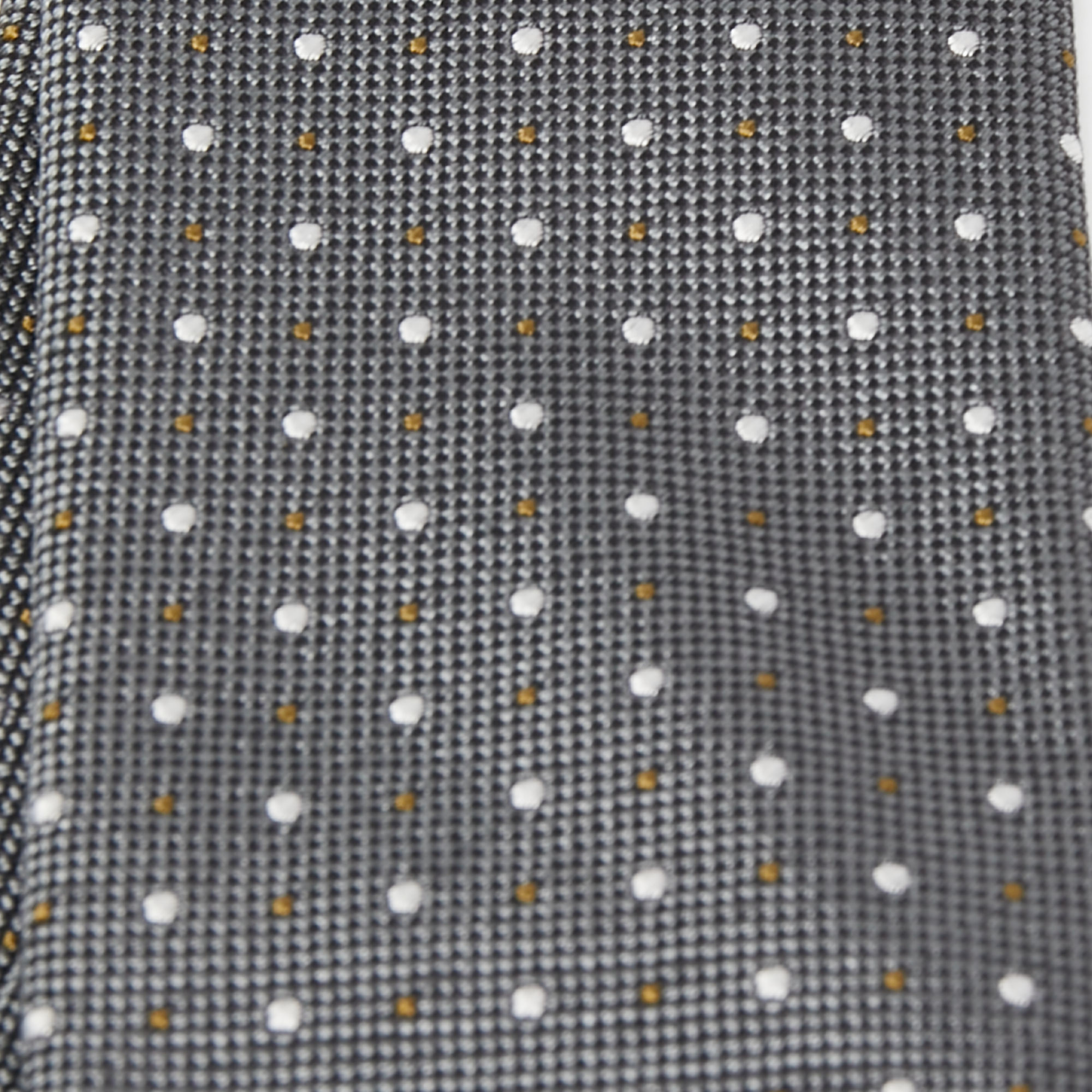 

Boss By Hugo Boss Grey Dot Patterned Jacquard Silk Tie