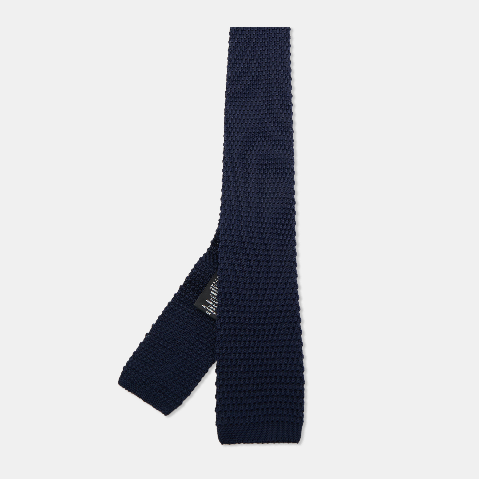 Pre-owned Boss By Hugo Boss Navy Blue Cotton Knit Slim Tie