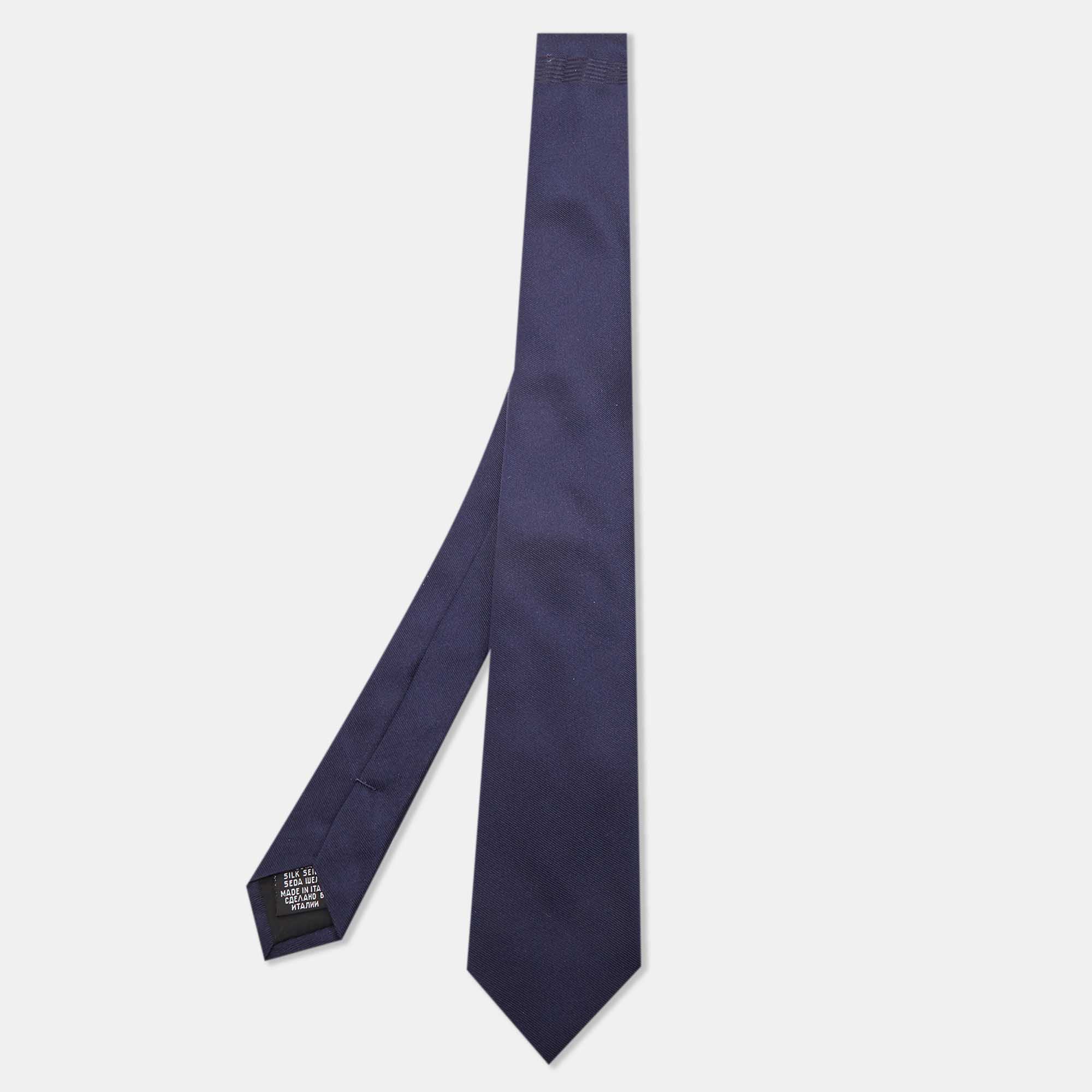 Pre-owned Boss By Hugo Boss Dark Blue Silk Slim Tie In Navy Blue
