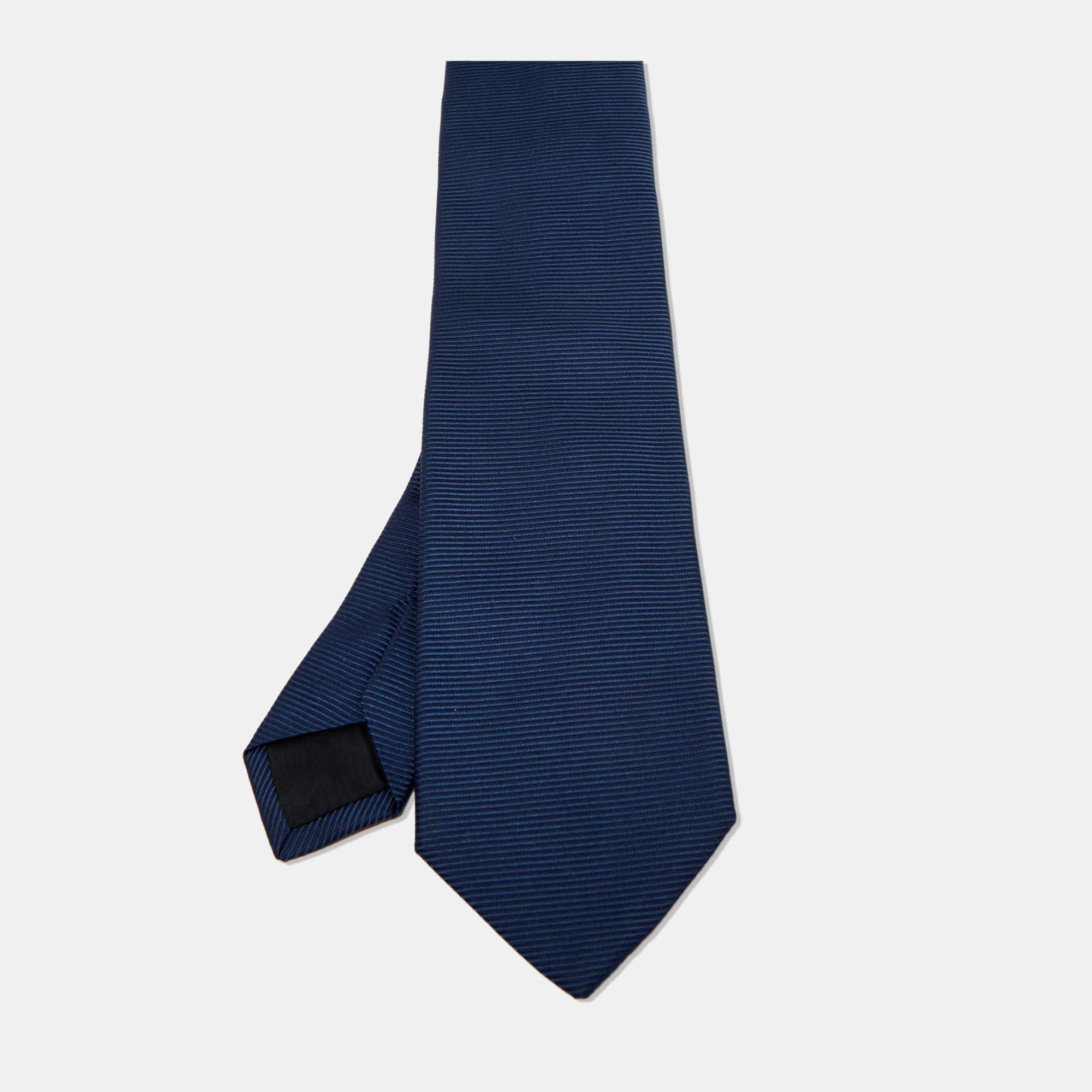 Pre-owned Boss By Hugo Boss Navy Blue Striped Silk Satin Tie