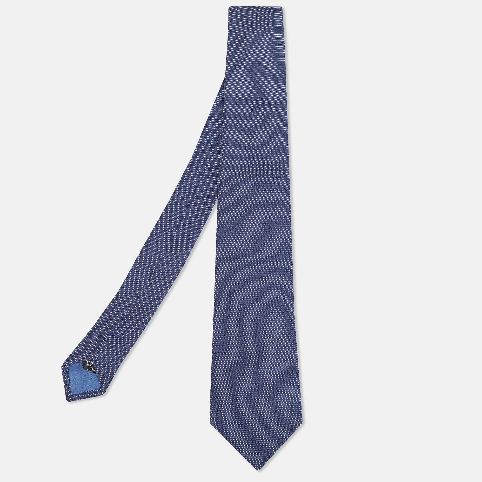 Pre-owned Boss By Hugo Boss Navy Blue Patterned Silk Tie