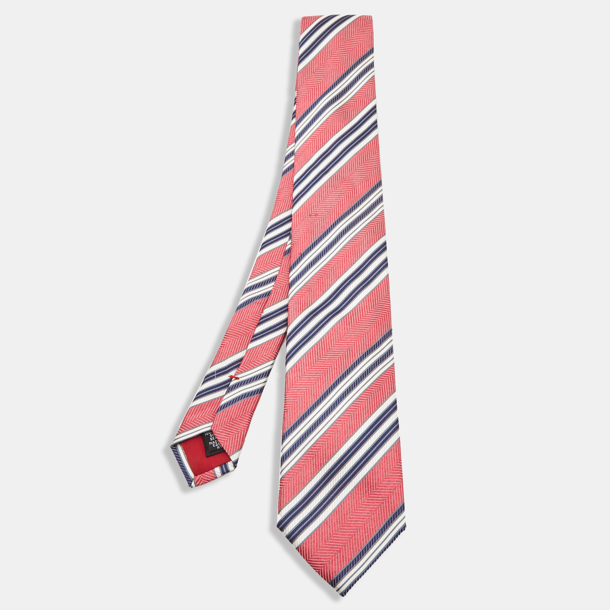 Pre-owned Boss By Hugo Boss Pink Striped Silk Tie