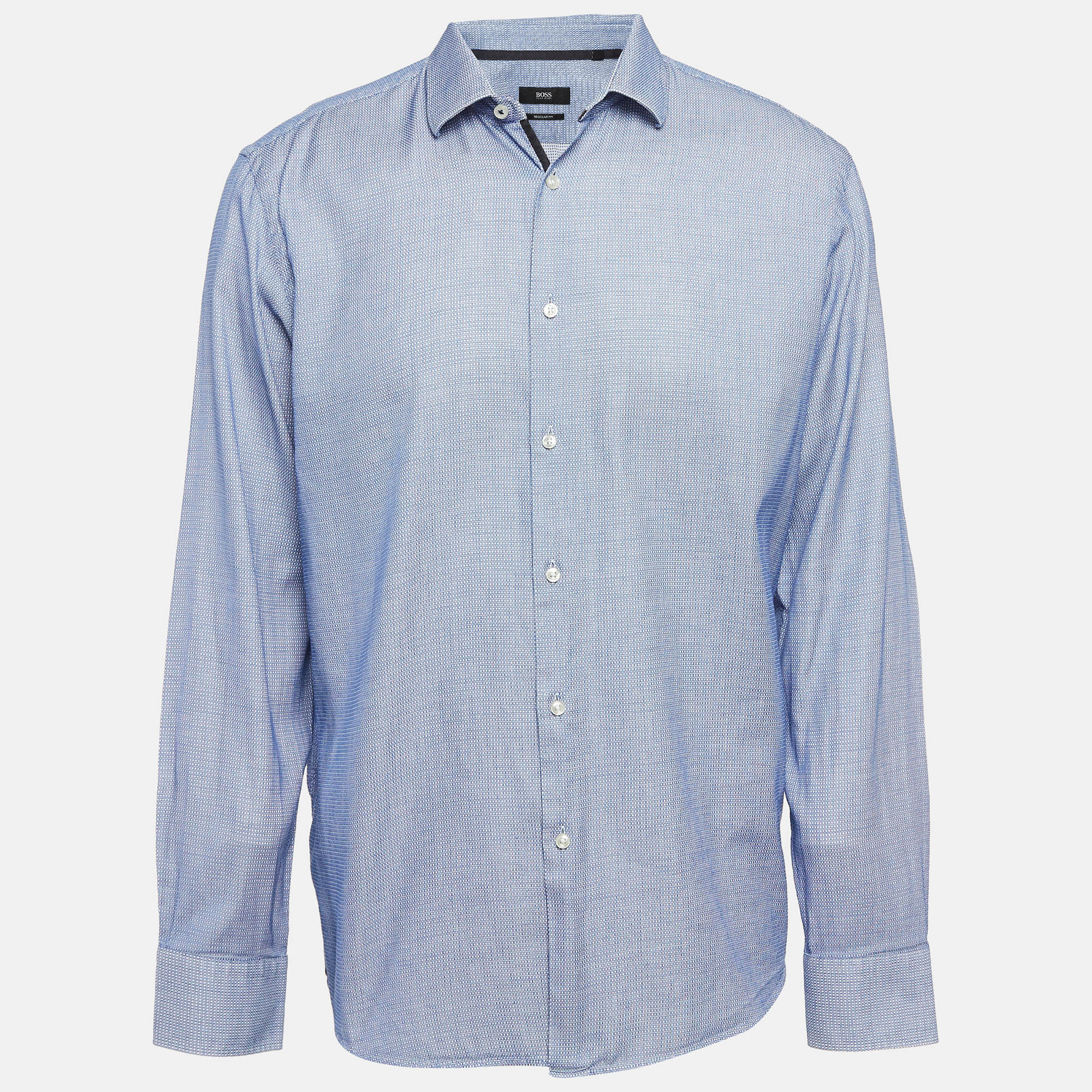 

Boss By Hugo Boss Blue Patterned Cotton Button Up Shirt