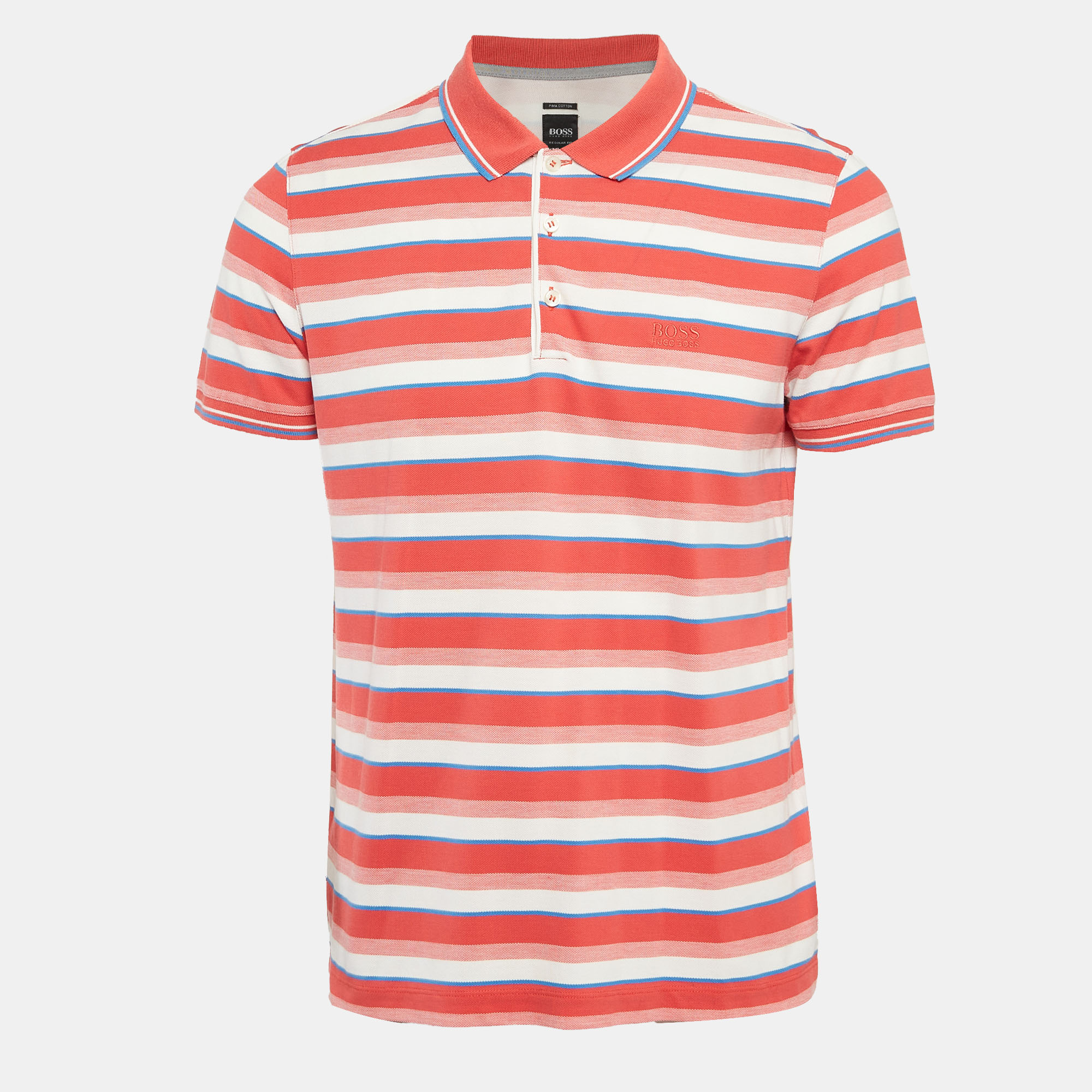 

Boss By Hugo Boss Red Stripe Pima Cotton Regular Fit Polo L