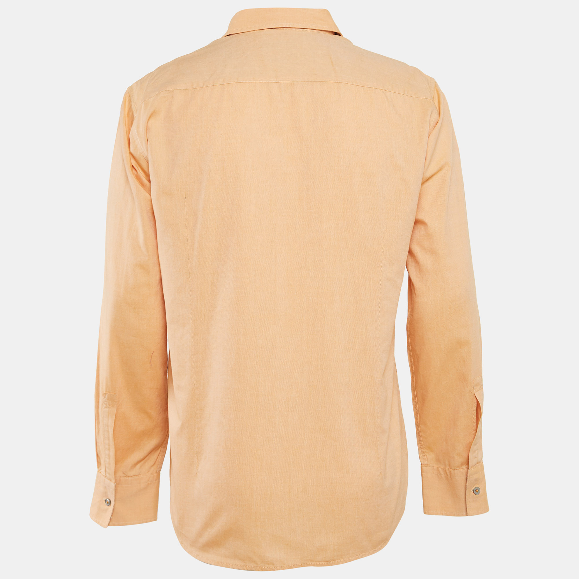 Boss By Hugo Boss Orange Cotton Button Front Shirt L 