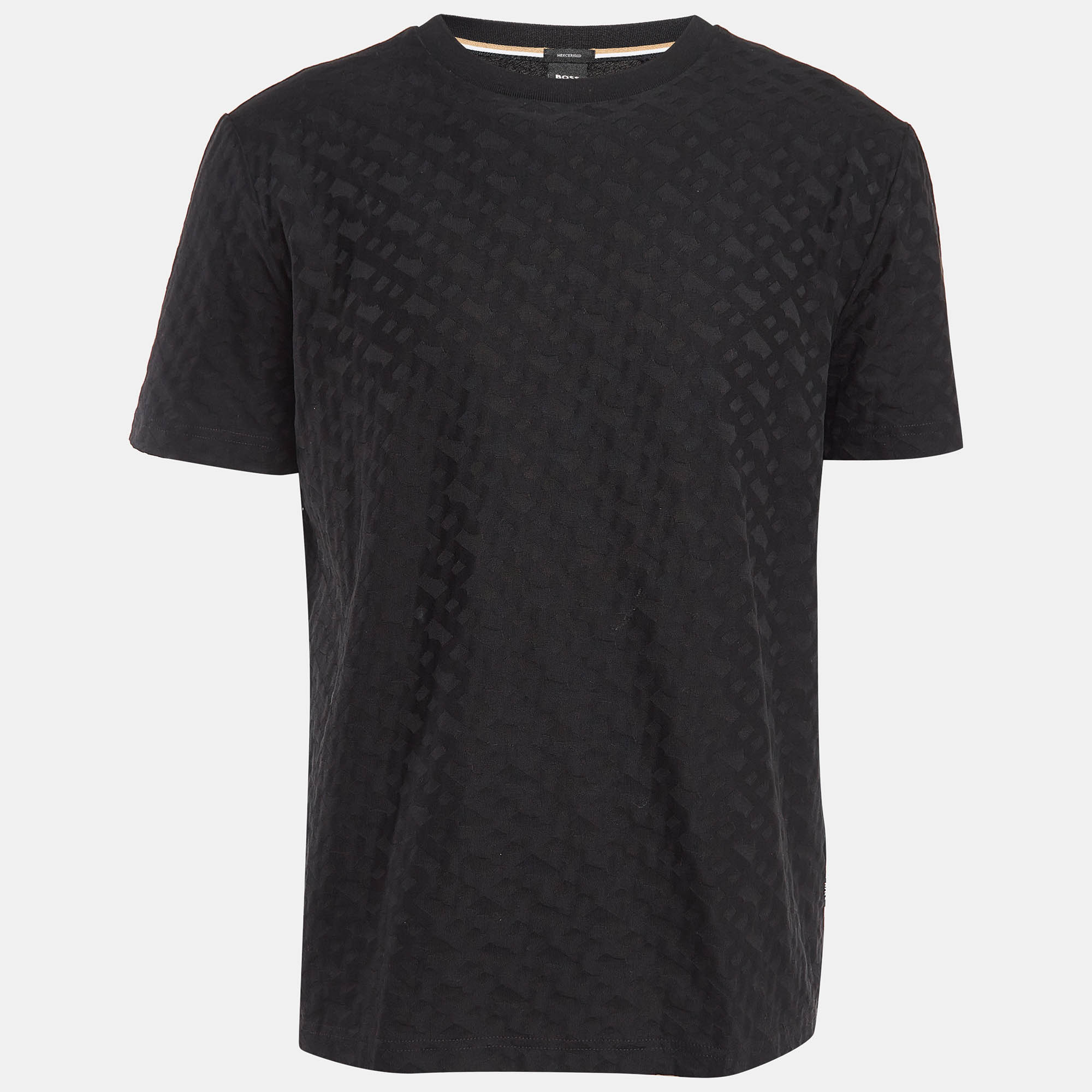 

Boss By Hugo Boss Black Mercerised Jacquard Cotton T-Shirt L