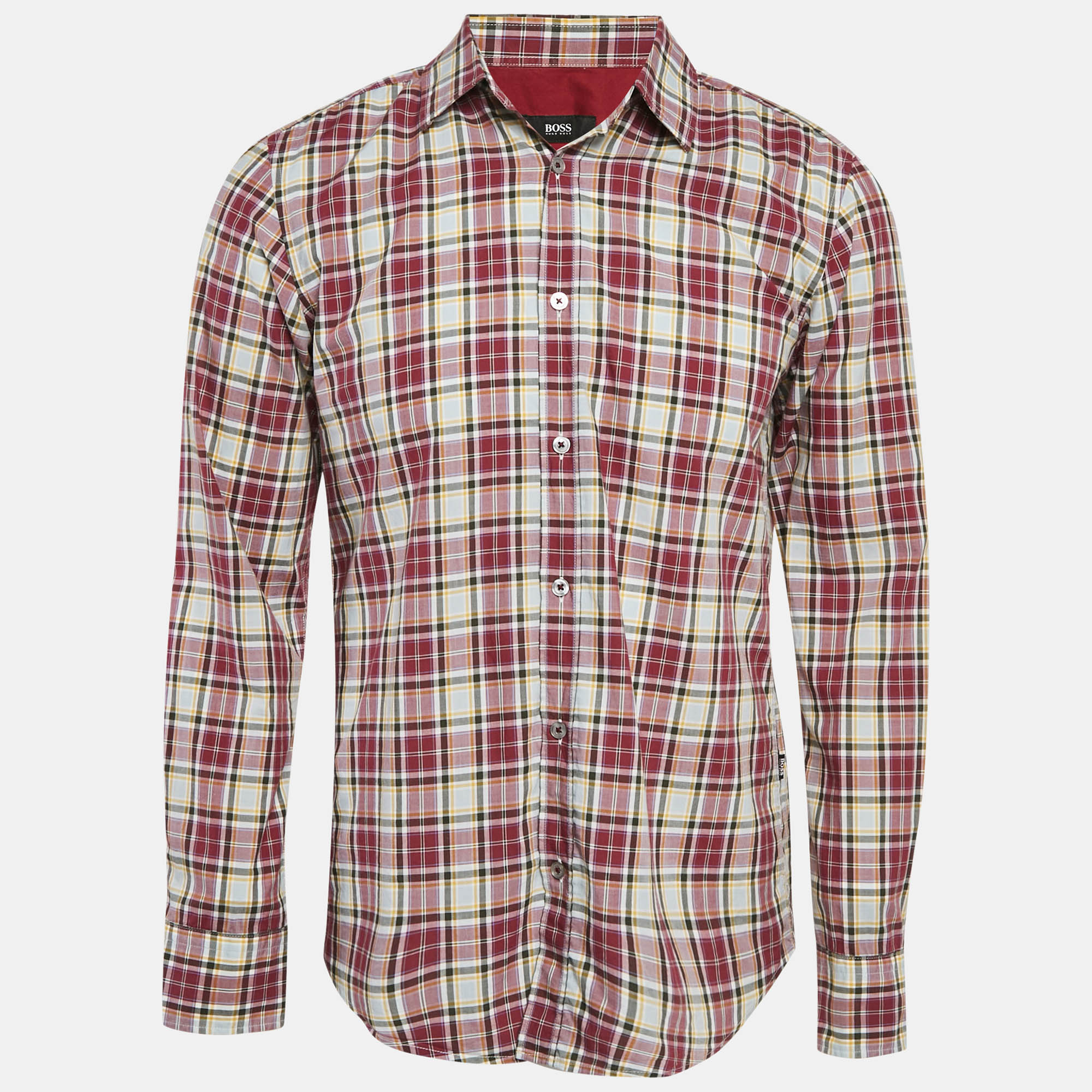 

Boss By Hugo Boss Red Checked Cotton Slim Fit Ronny Shirt M