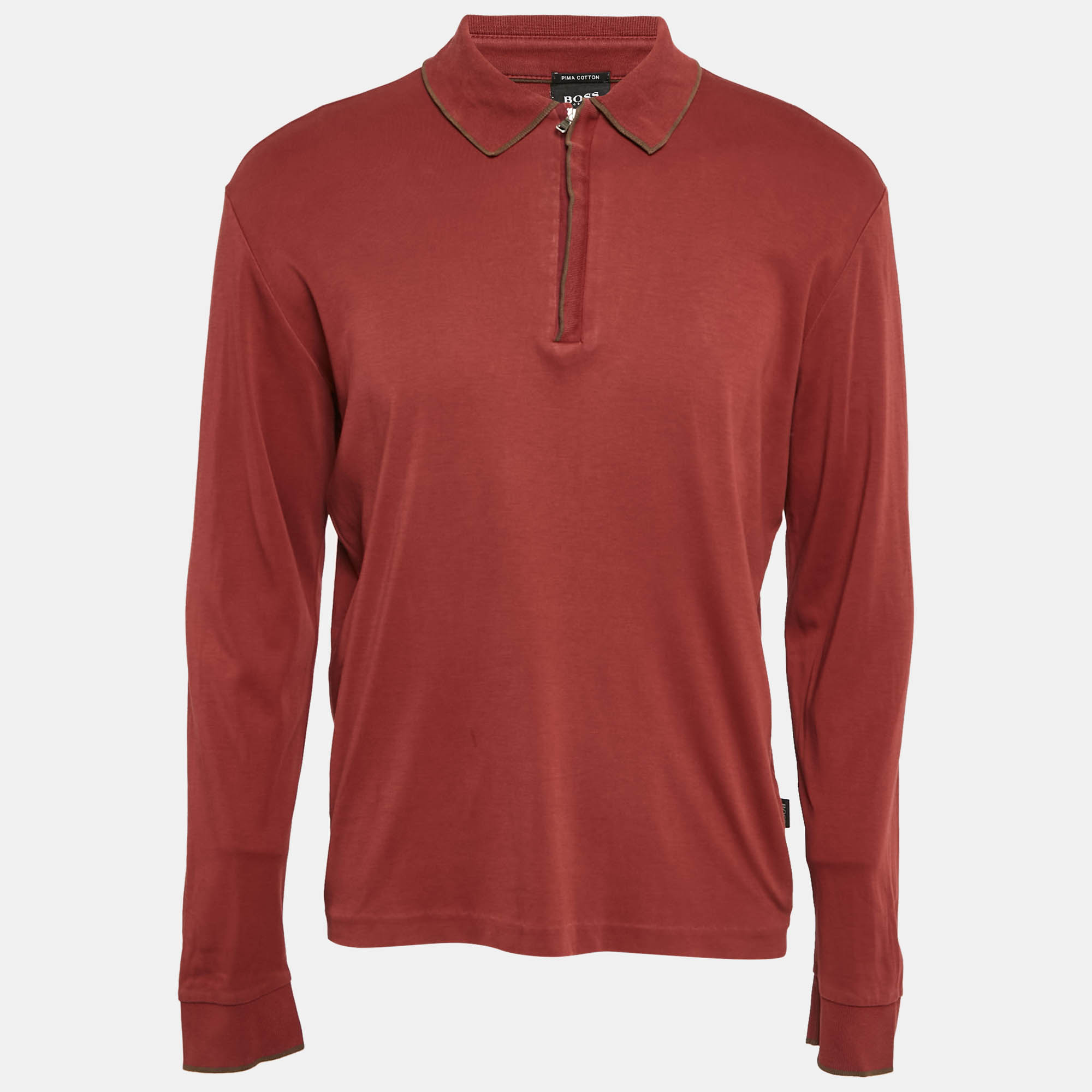 

Boss by Hugo Boss Red Jersey Long Sleeve Polo T-Shirt L