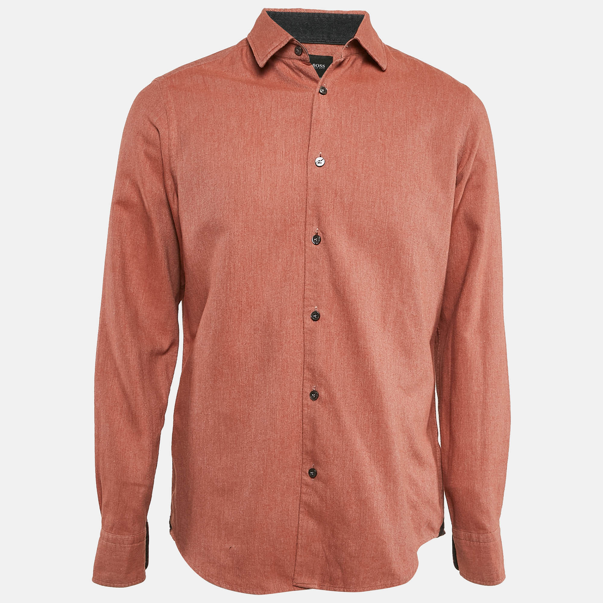 

Boss By Hugo Boss Rustic Orange Cotton Tailored Shirt M