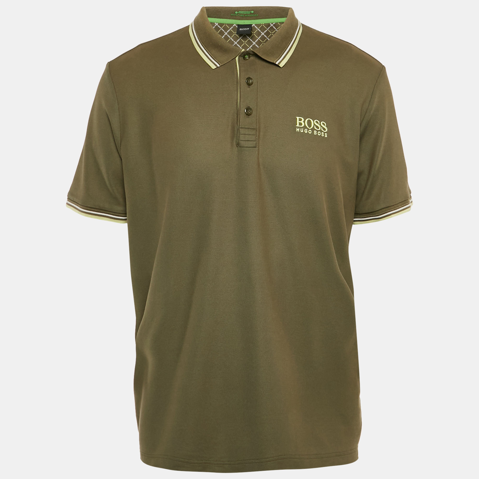 

Boss By Hugo Boss Green Pique Cotton Moisture Manger Polo T-Shirt XL